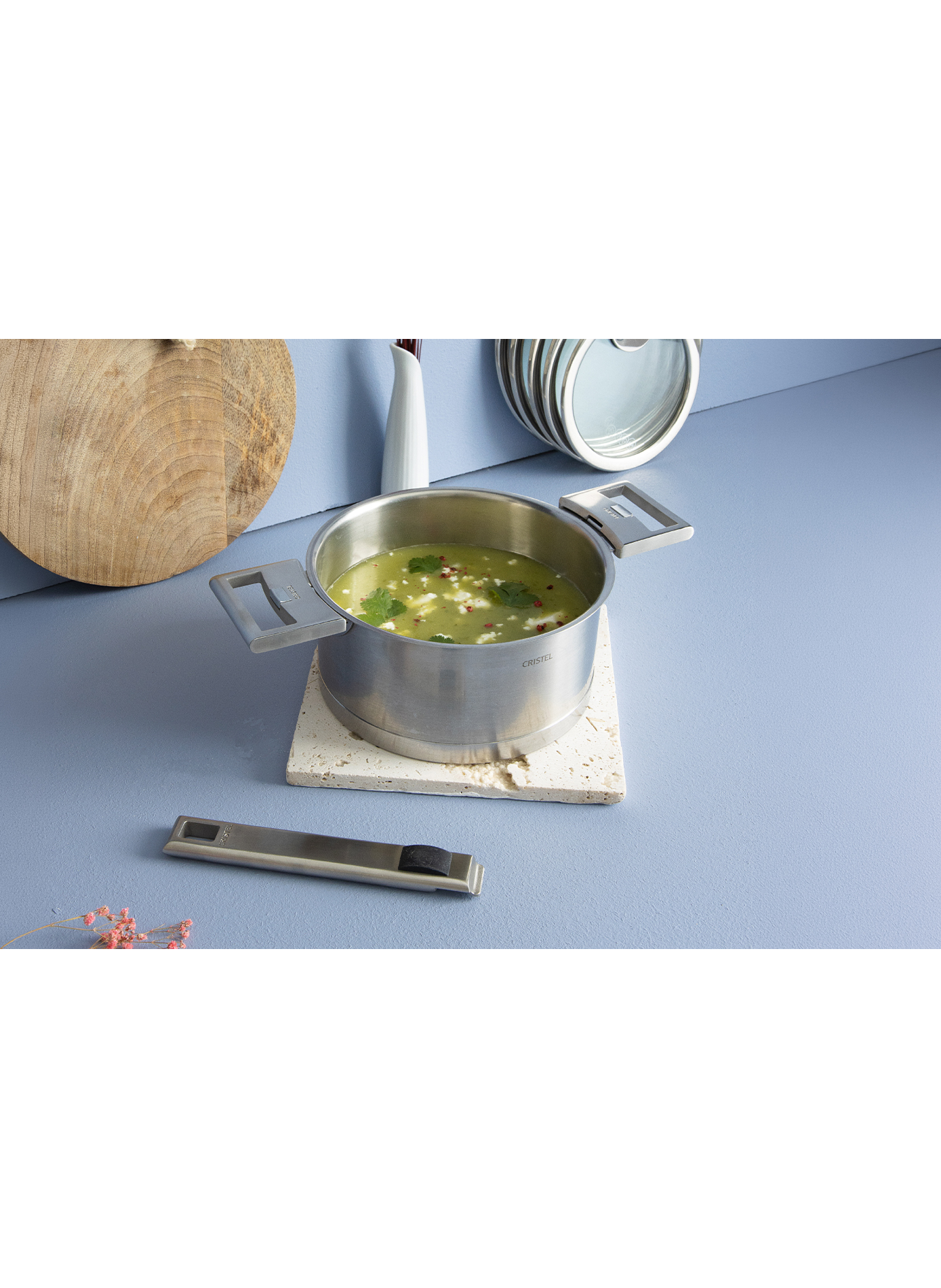 Casserole à poignée amovible en inox Strate CRISTEL Gris