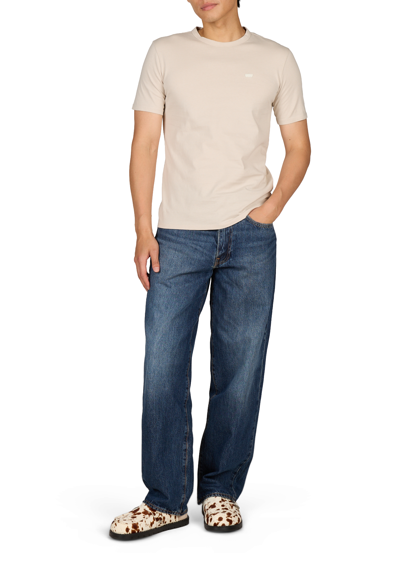 T-shirt droit à logo en coton LEVI'S Beige