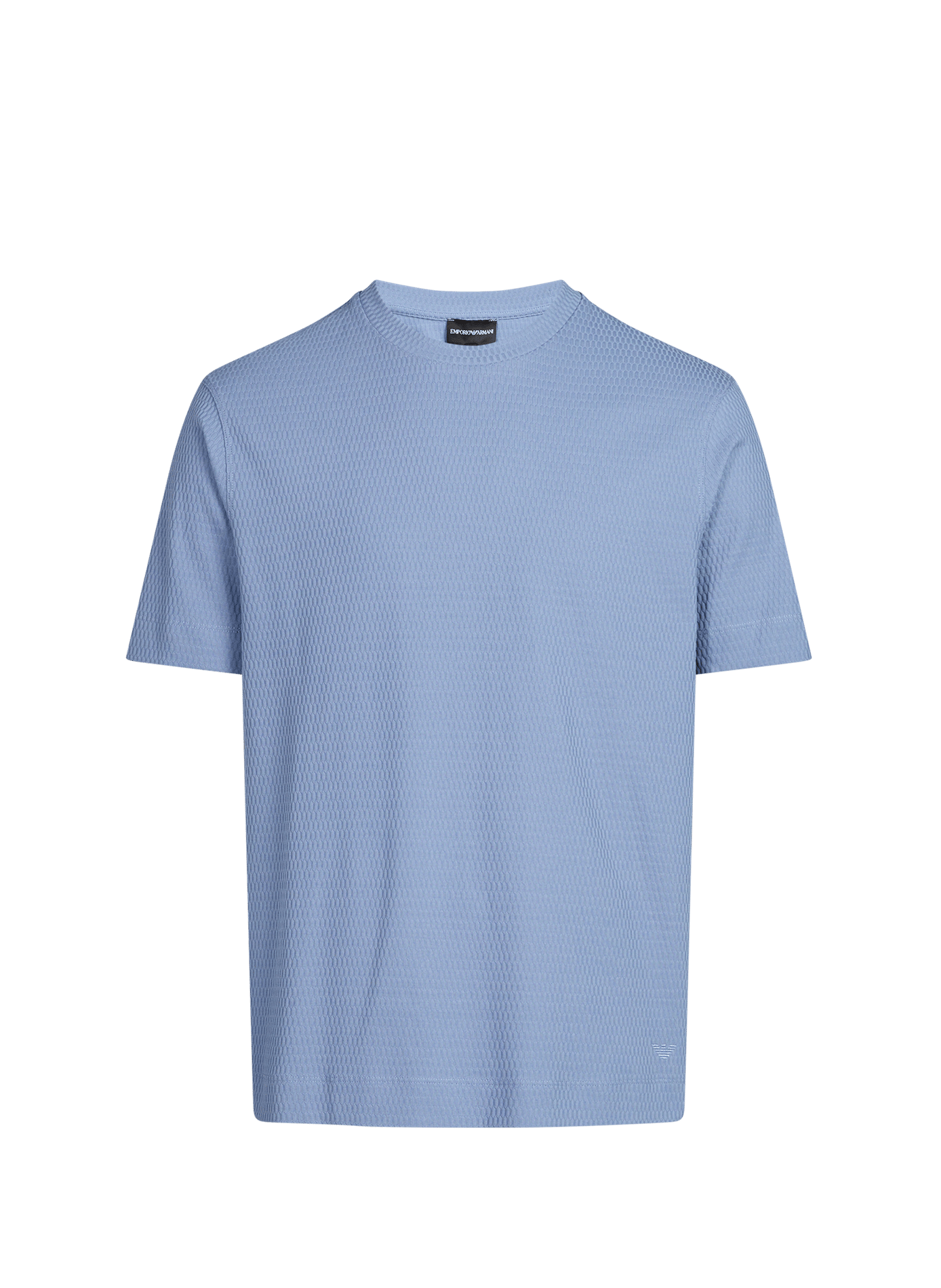 T-shirt met ronde hals en chevronpatroon van katoen EMPORIO ARMANI Blauw