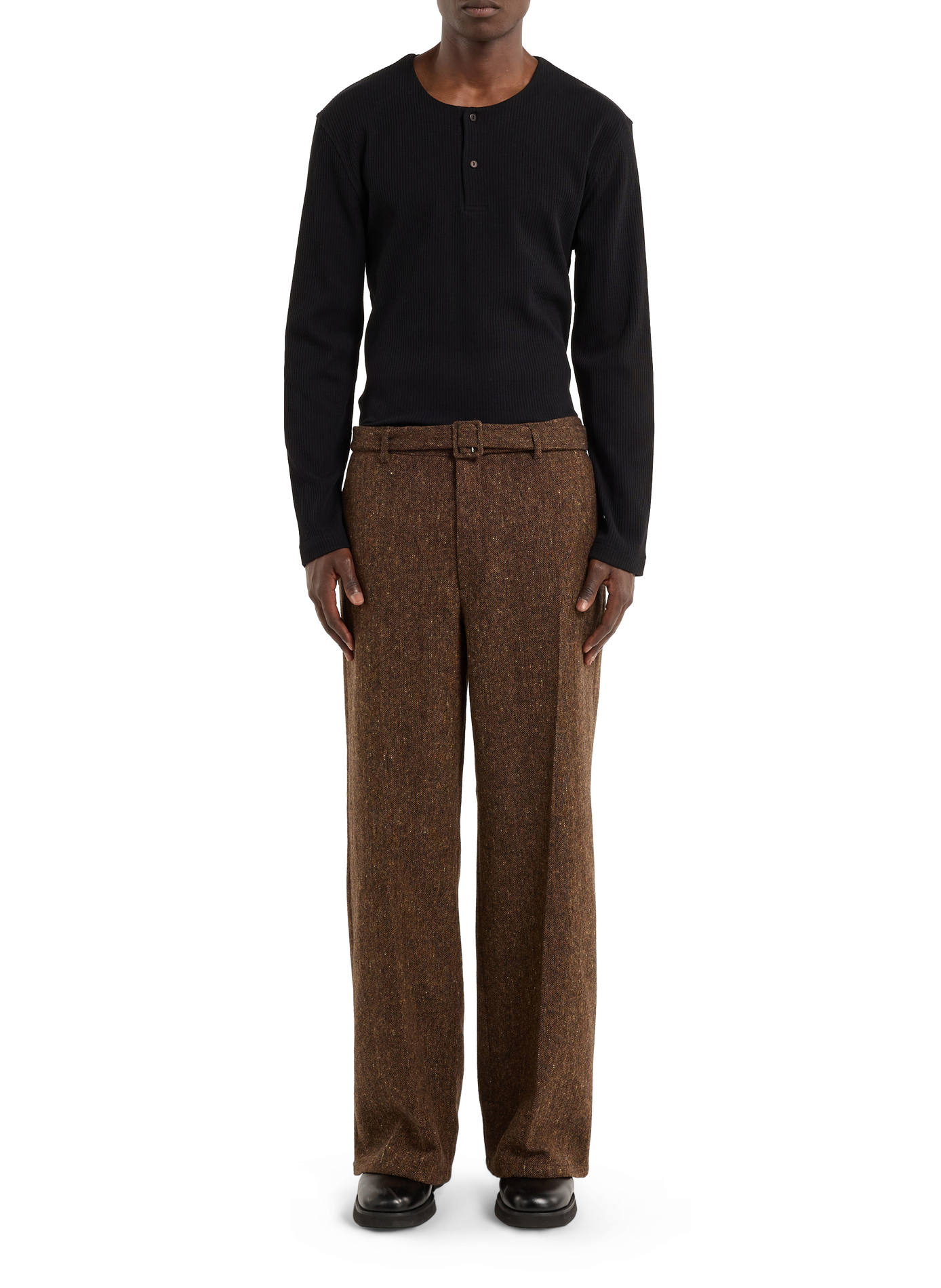 Geripptes Henley-T-Shirt aus Baumwolle SAISON 1865 Schwarz