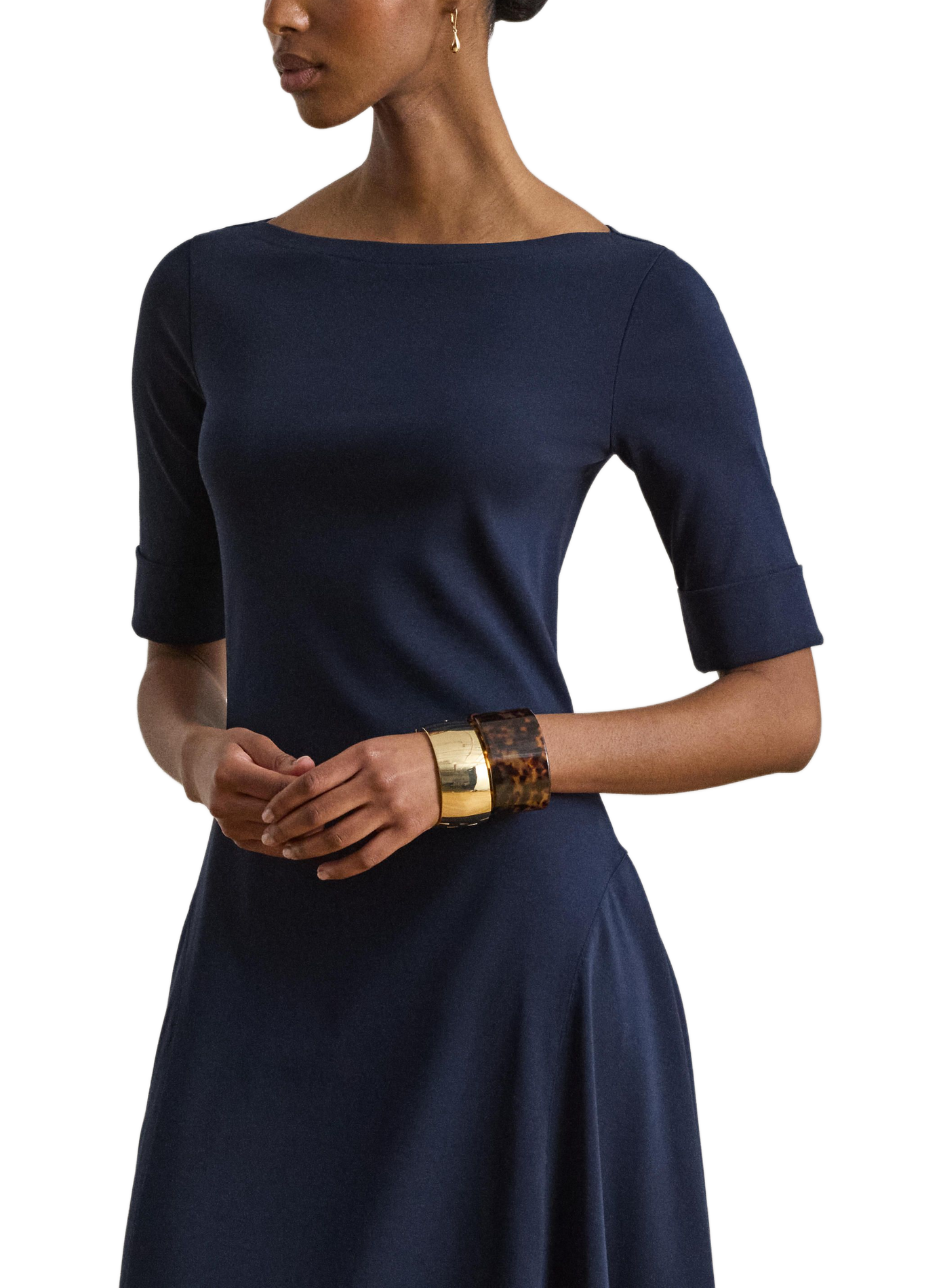 Robe évasée en coton mélangé LAUREN Bleu