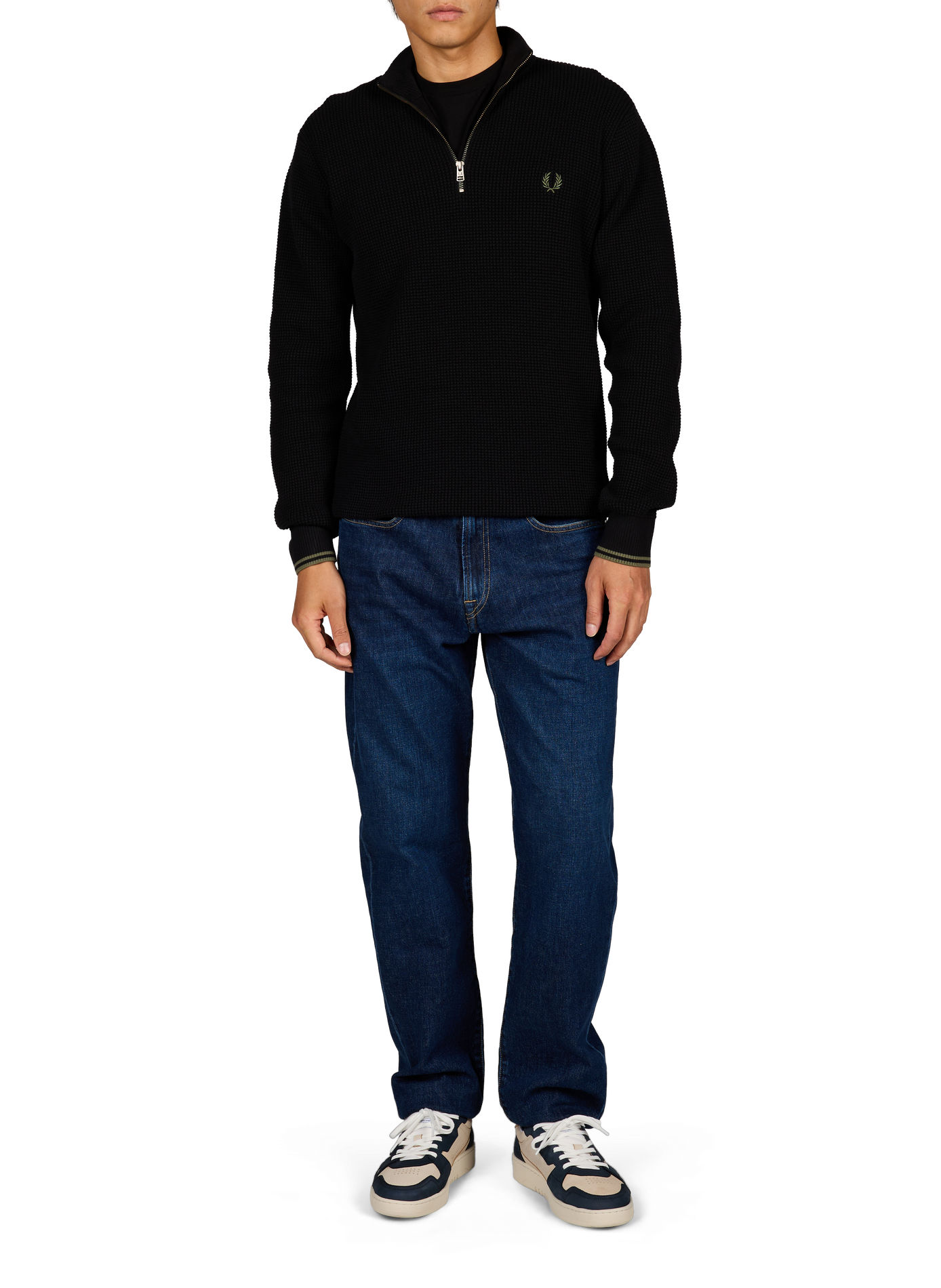 Geprägter Baumwollpullover FRED PERRY Schwarz