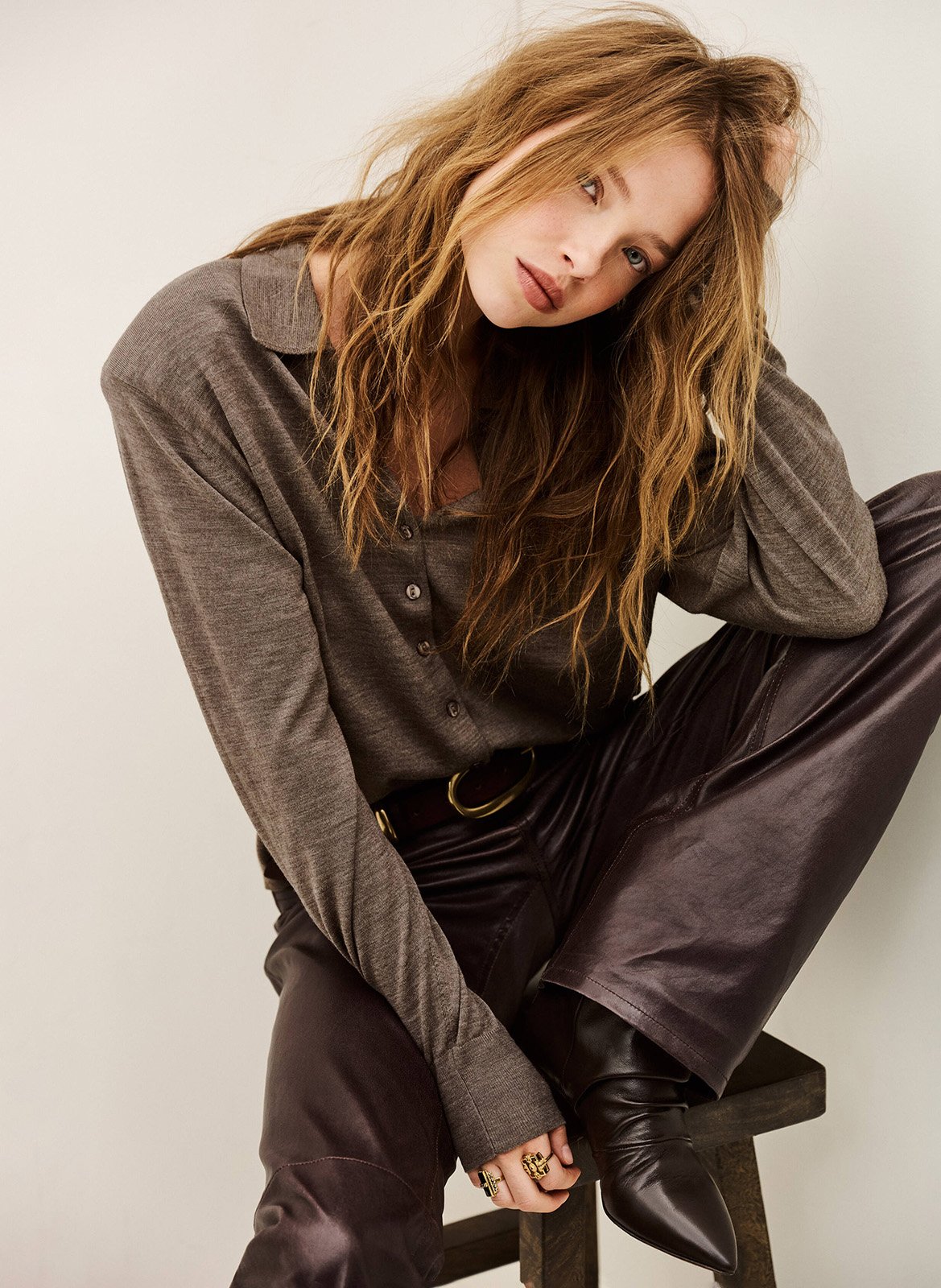 Recht vest met klassieke kraag in wol boston BA&SH Beige