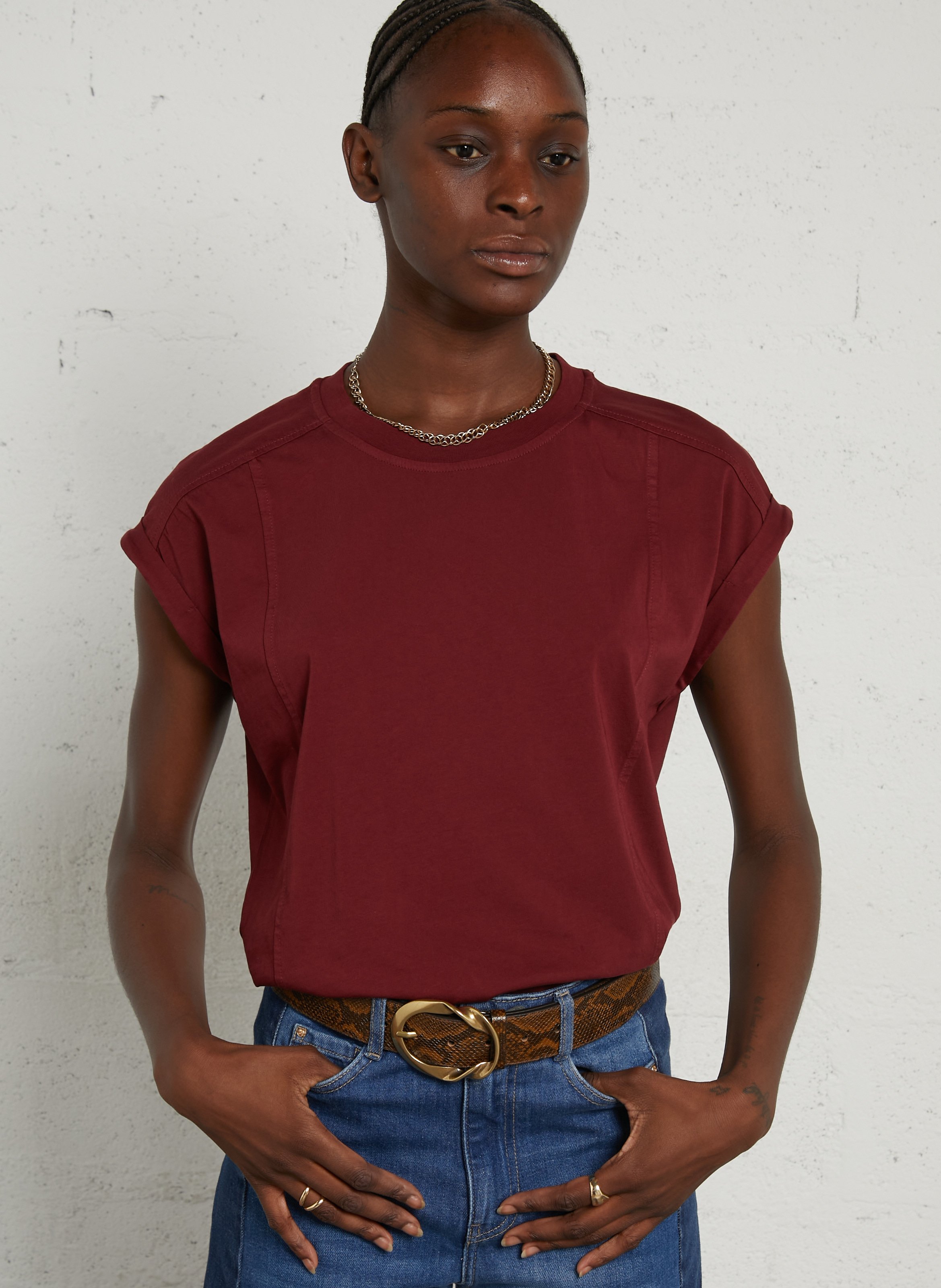 Tee-shirt ample col rond en coton timeo | Rouge MAISON 123 Femme