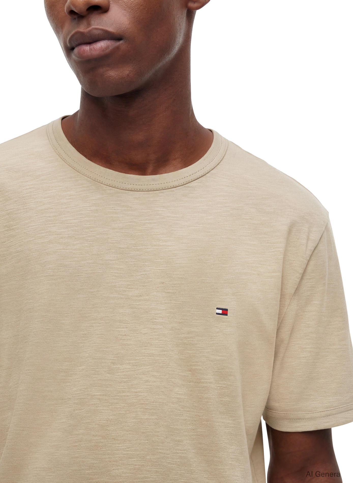Straight-fit cotton T-shirt TOMMY HILFIGER Beige