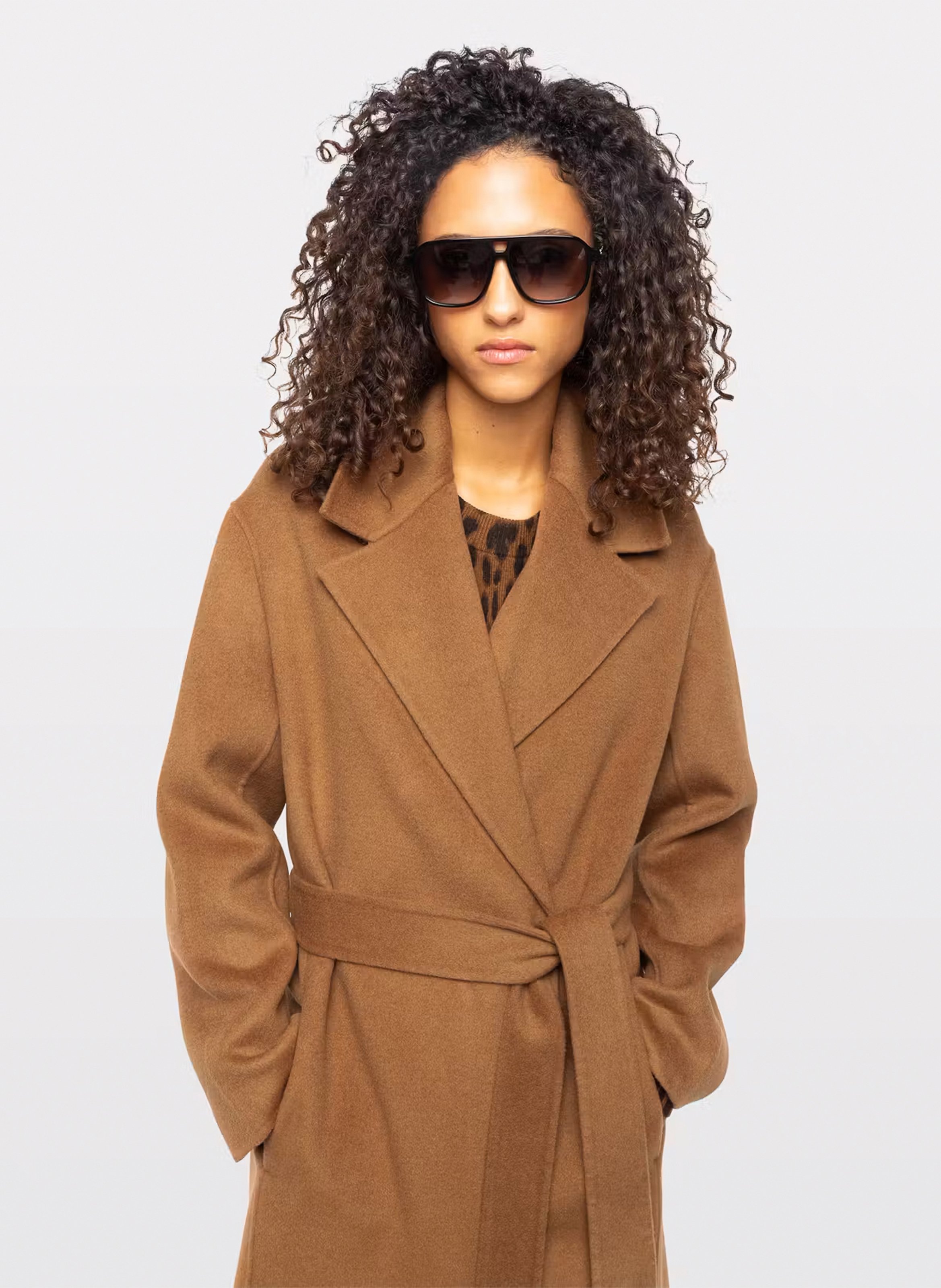 Lange jas met ceintuur van gemengde gerecyclede wol Meli ZADIG&VOLTAIRE Beige