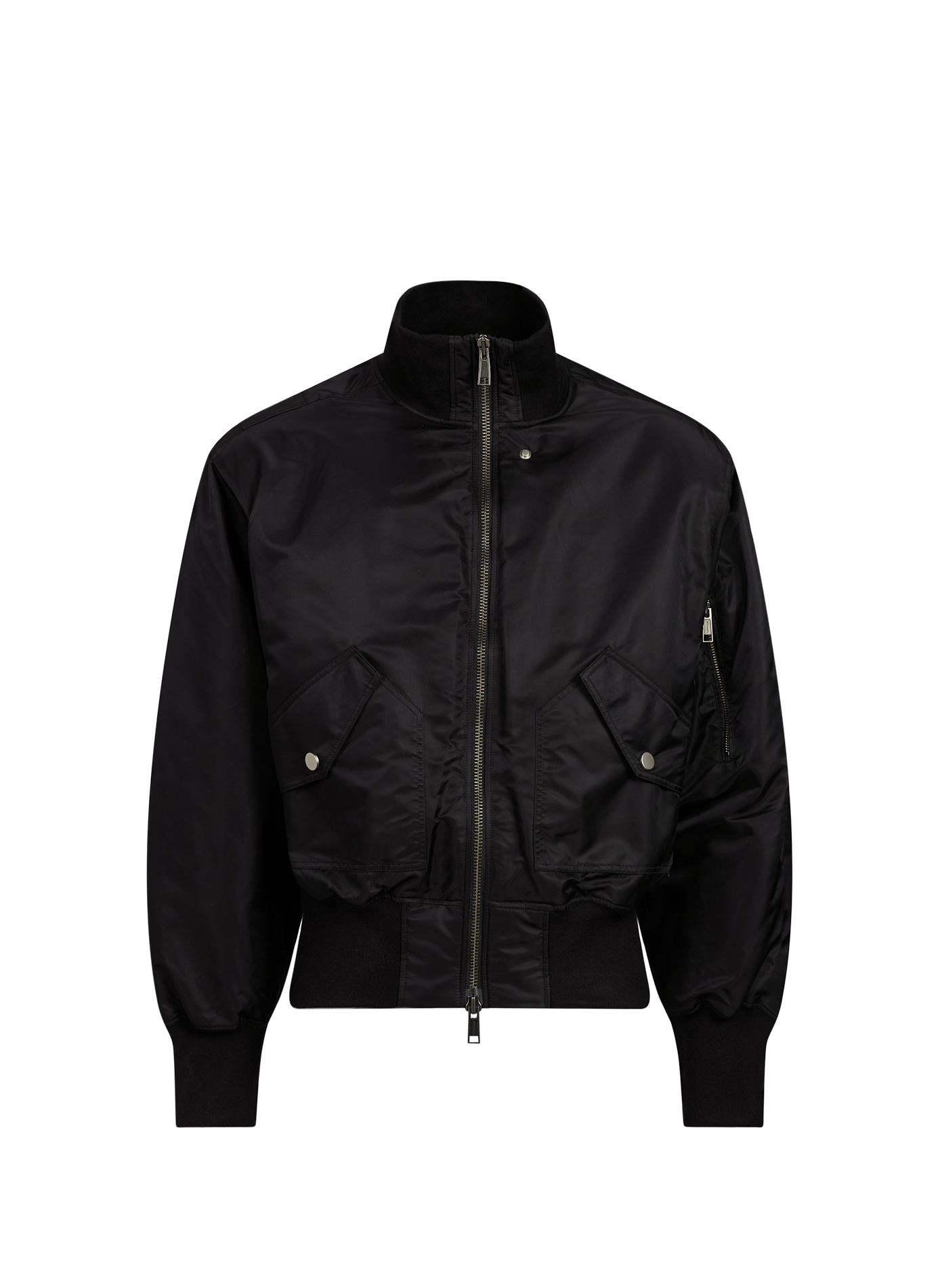 Straight-cut zip-up bomber jacket with stand-up collar ENTIRE STUDIOS Black