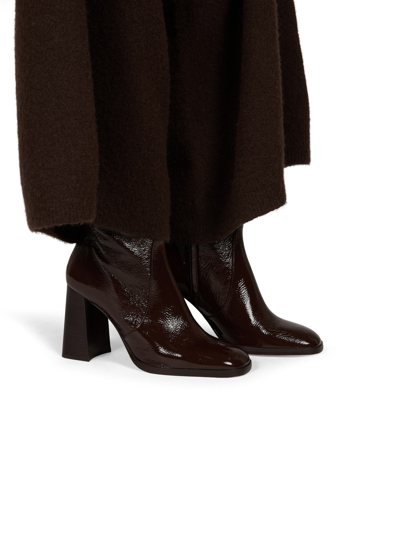 VERA crinkled patent leather ankle boots STUART WEITZMAN Brown