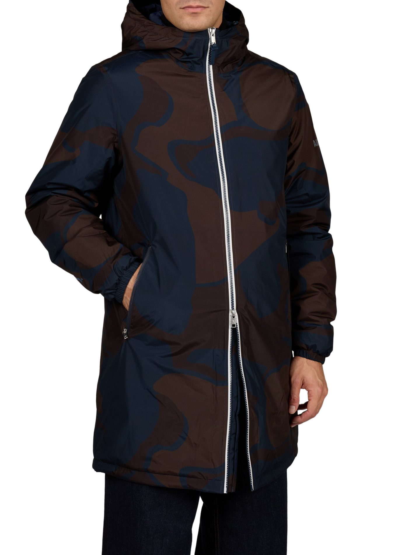 Straight mid-length printed parka AIGLE Blue
