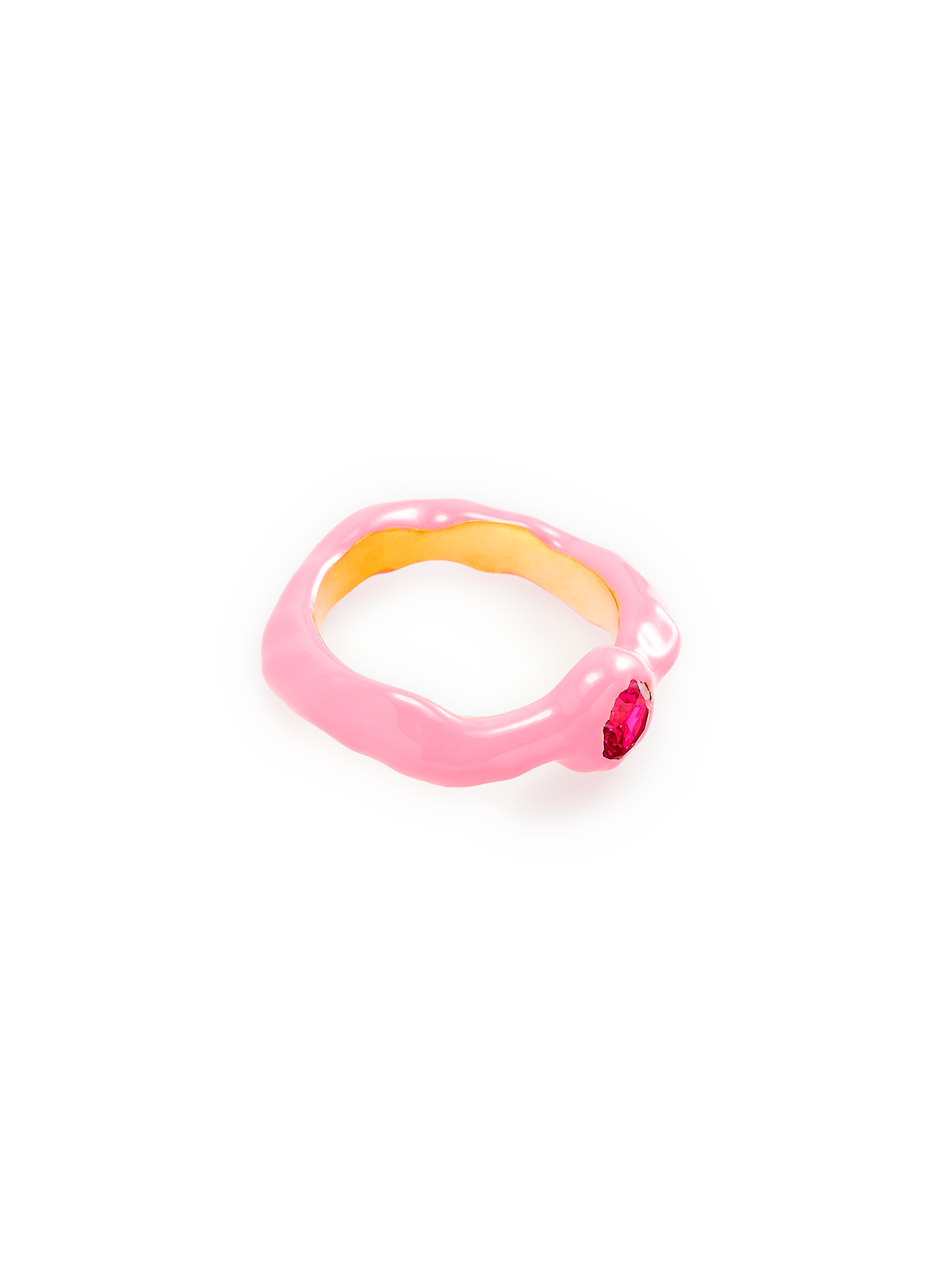 Bague Wave avec pierre en laiton plaqué or