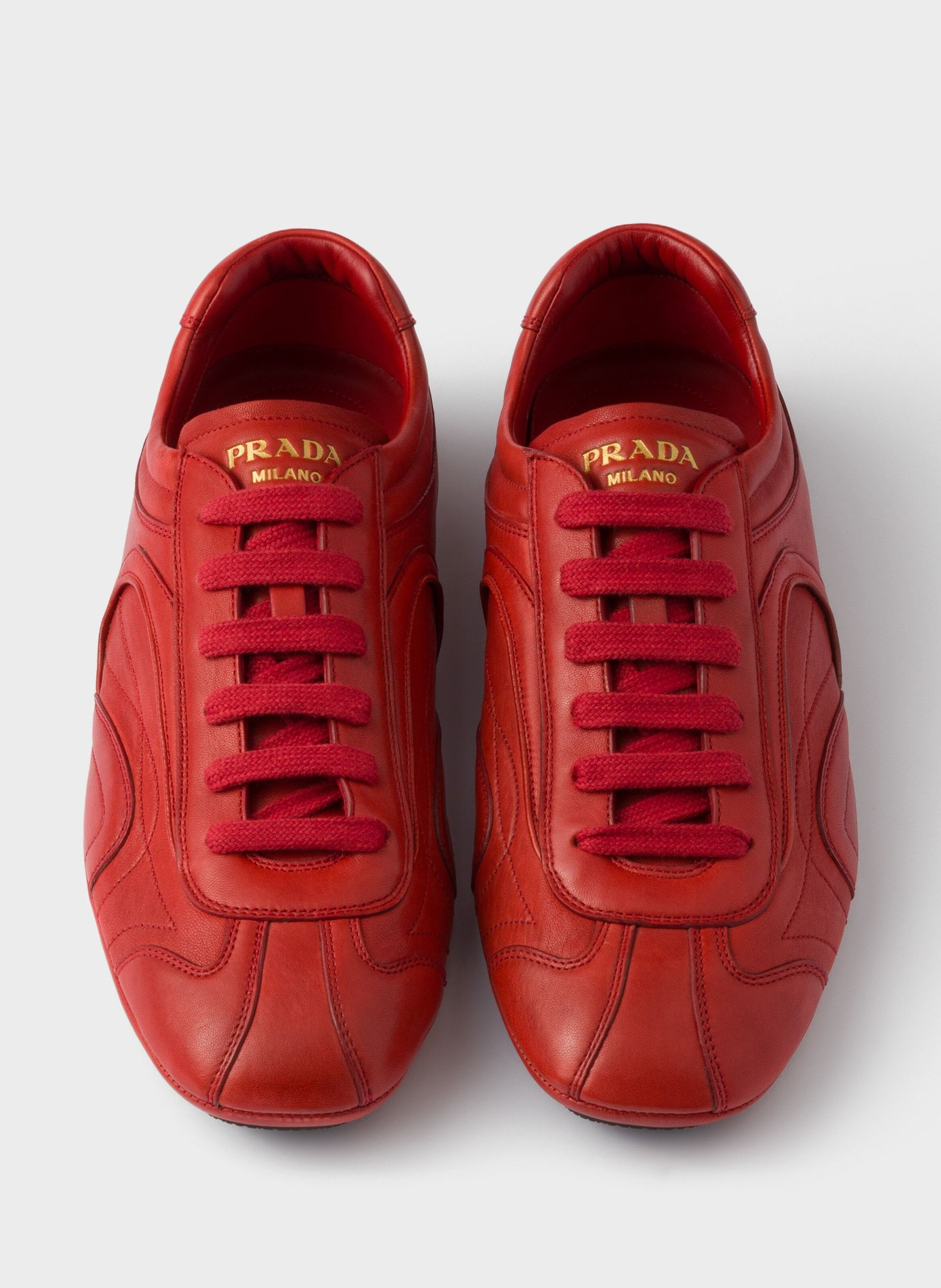 Baskets montecarlo re-edition 2005 en cuir nappa v PRADA Rouge