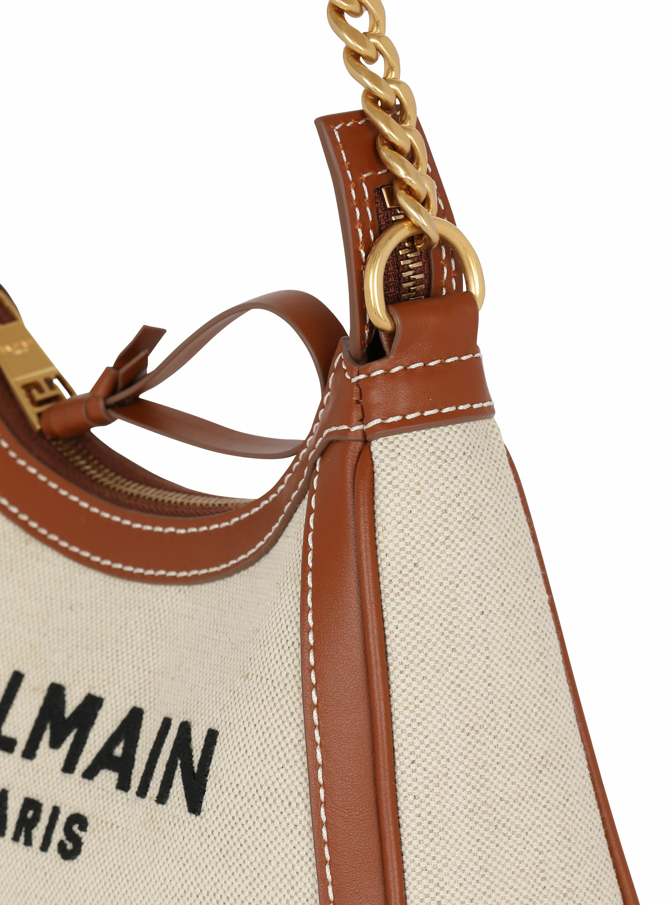 Sac b-army shoulder en toile et cuir BALMAIN Beige