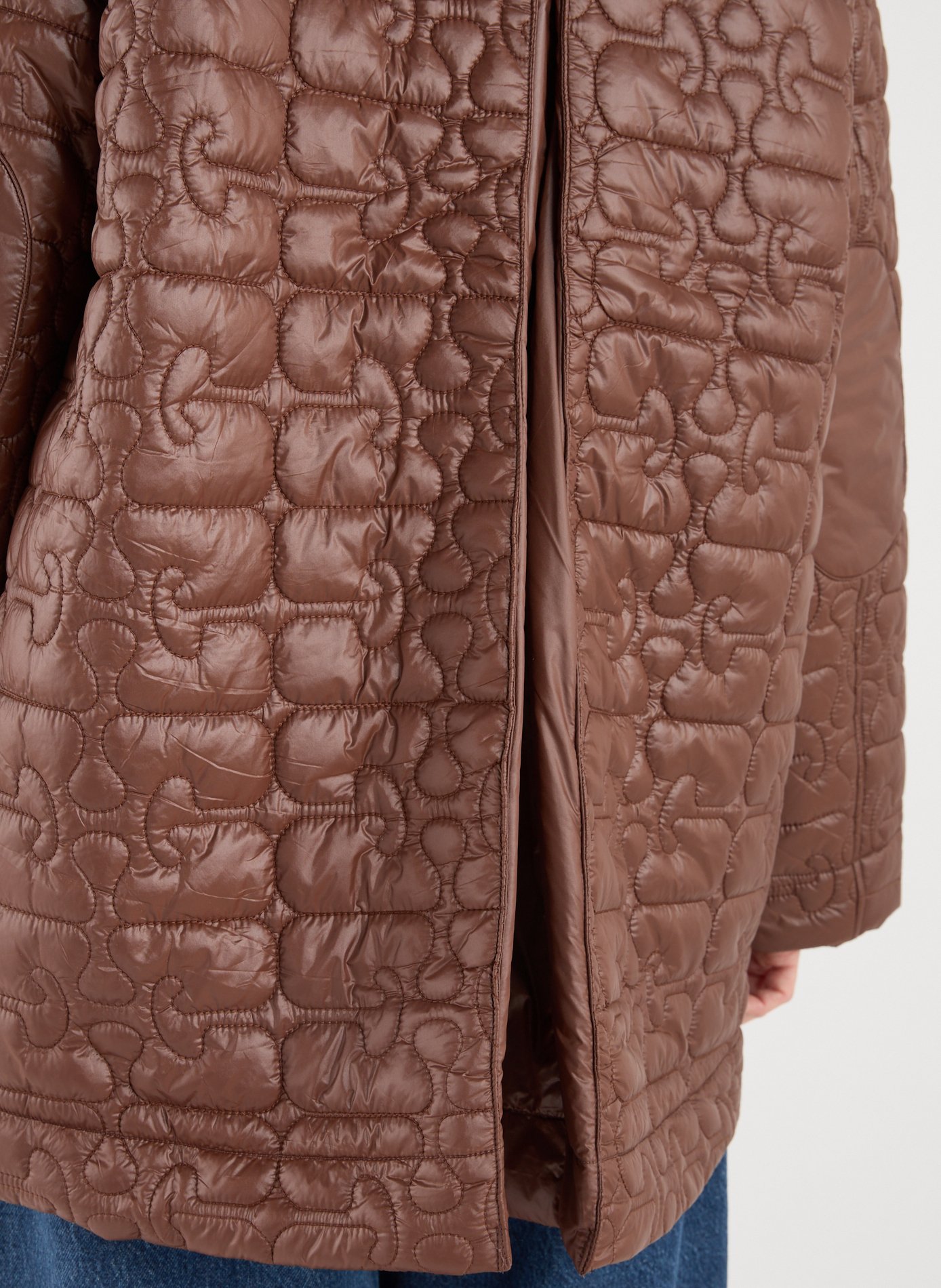 Long quilted jacket GANNI Brown