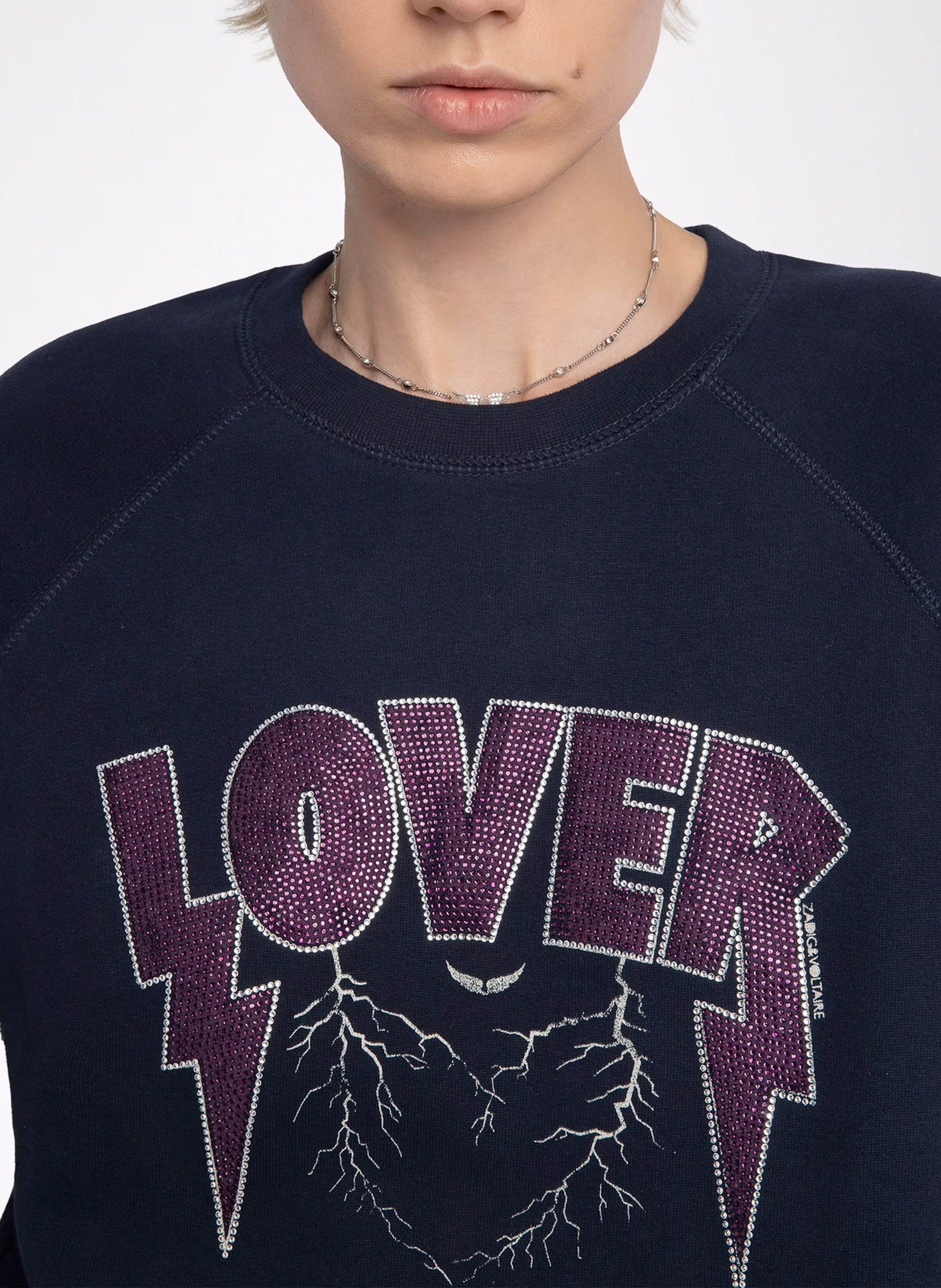 Sweat droit col rond en coton mélangé upper ZADIG&VOLTAIRE Bleu