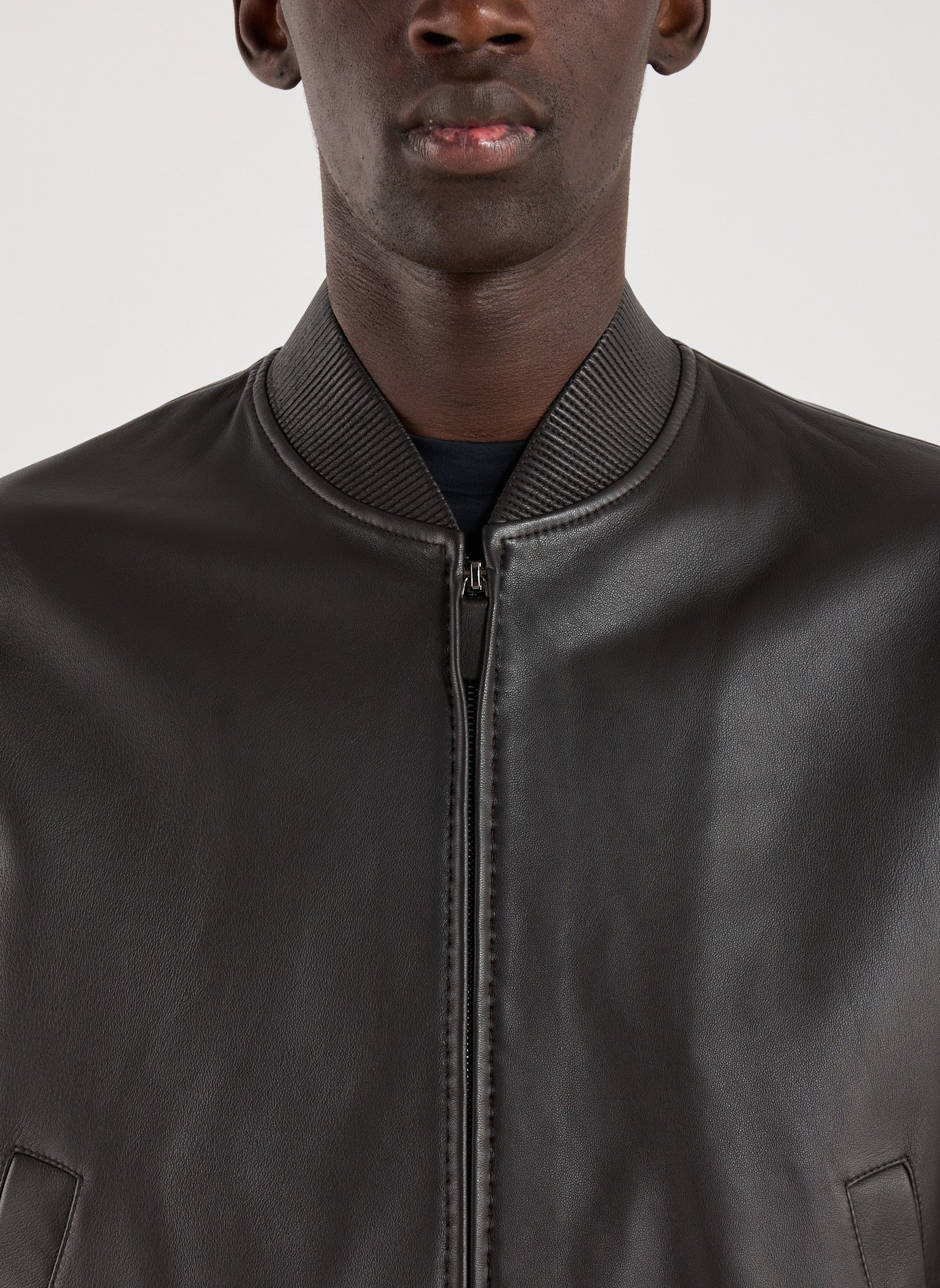 Leather jacket EMPORIO ARMANI Brown