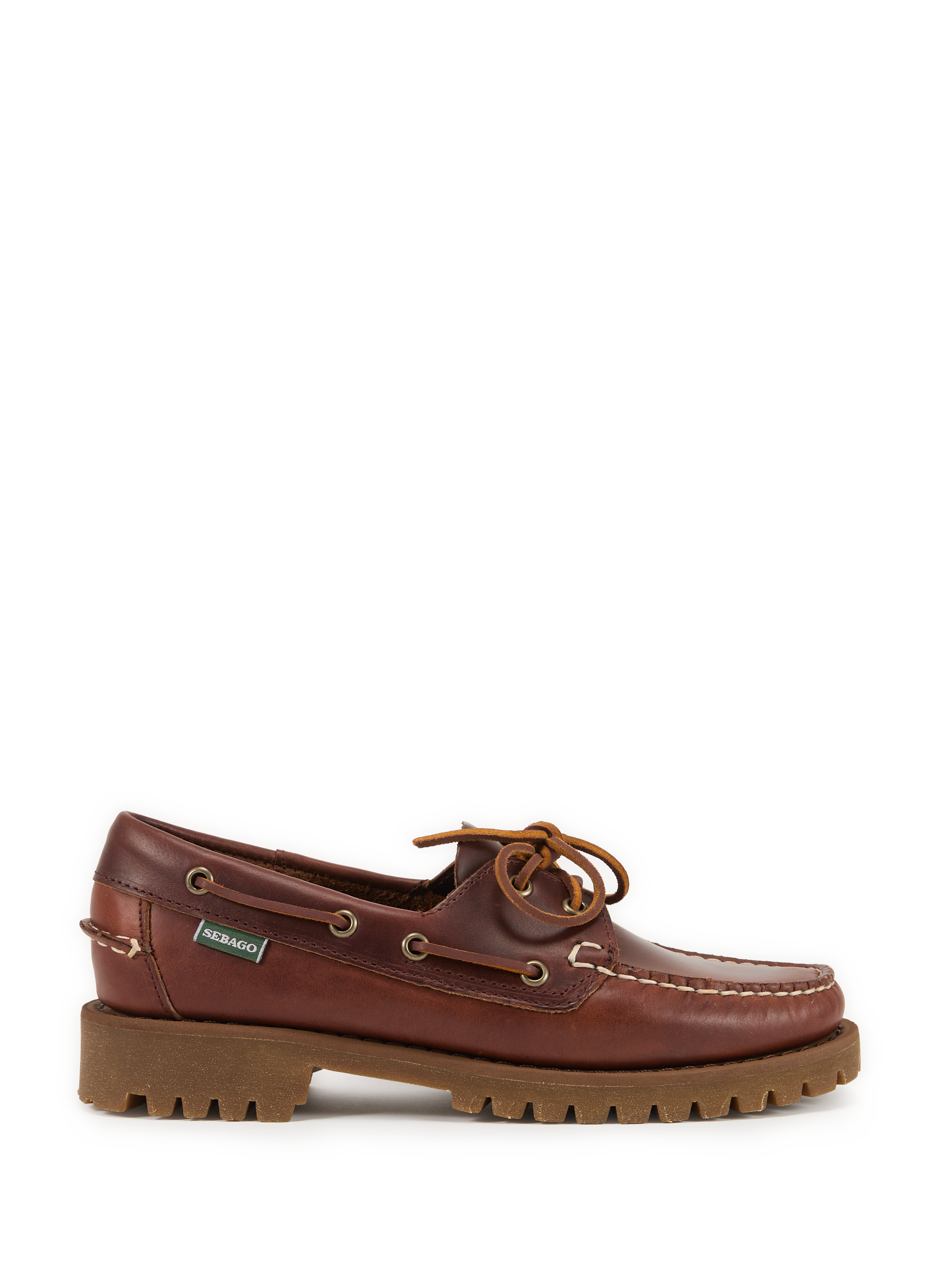 SEBAGO Lace-up leather blend moccasins Brown