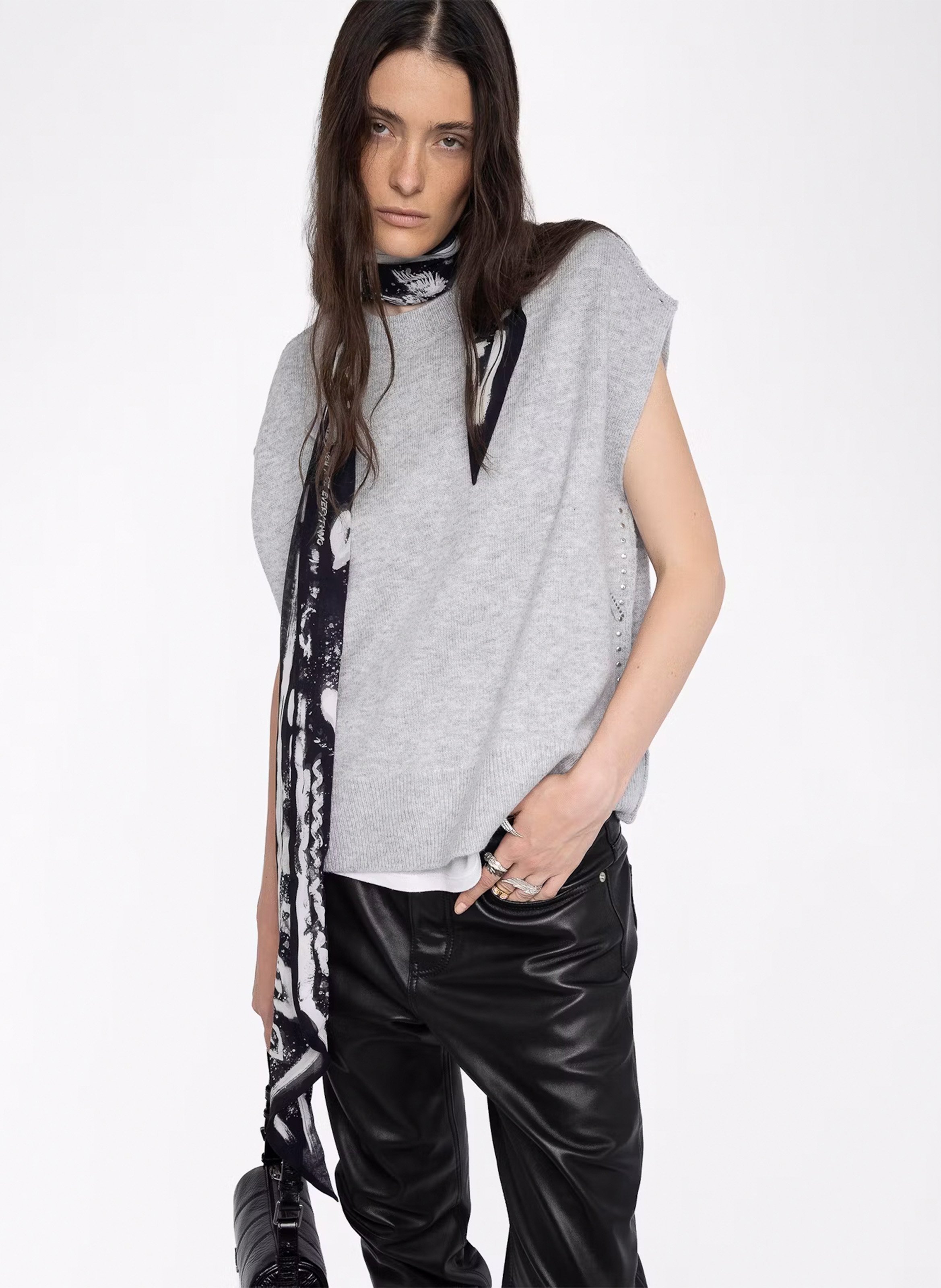Pull oversize col montant en laine et cachemire larcy ZADIG&VOLTAIRE Gris