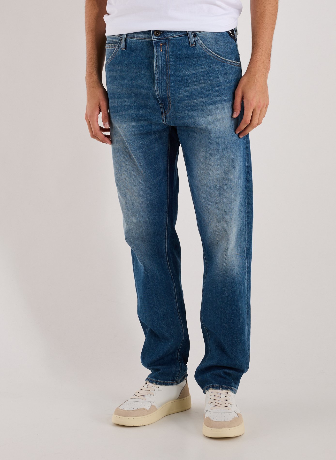 Straight-leg jeans in blended cotton Blue by REPLAY REPLAY Straight-leg jeans in blended cotton Blue