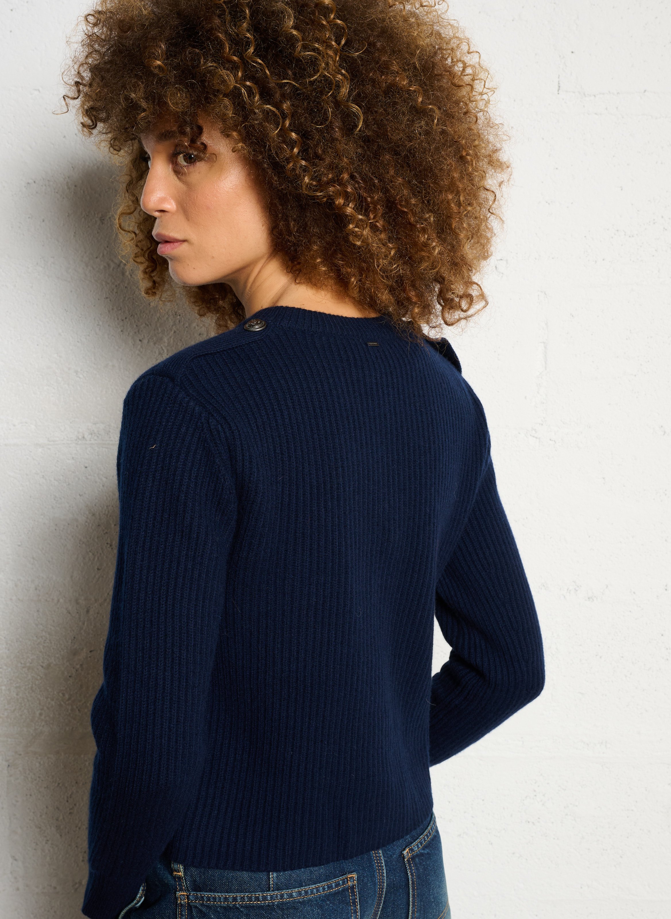 Gilet en laine col rond IKKS Bleu