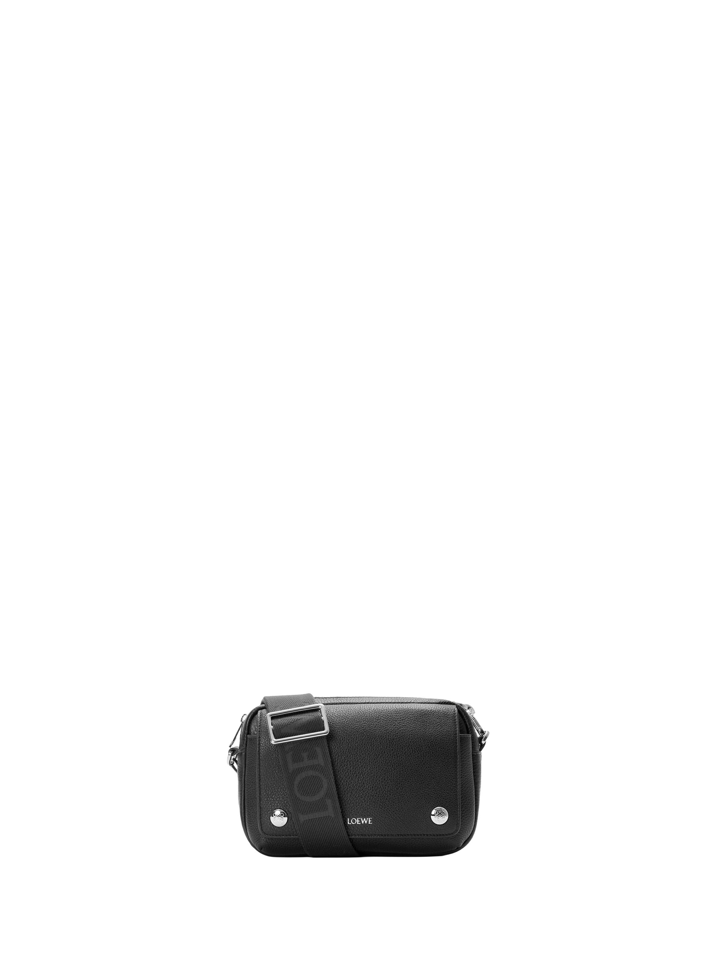 LOEWE Small Pebble messenger bag in soft grained calf leather Black