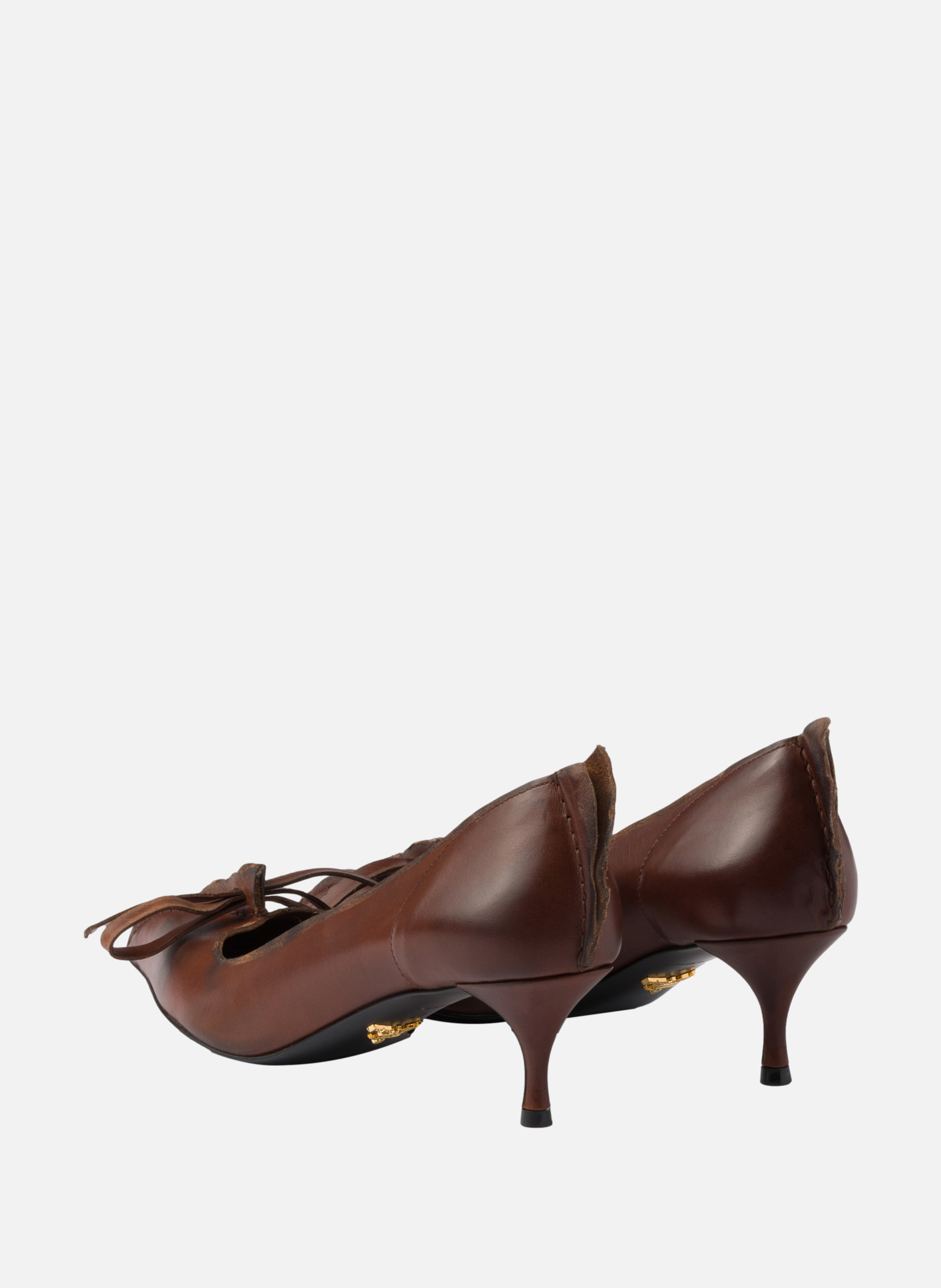 Escarpins en cuir vieilli PRADA Marron