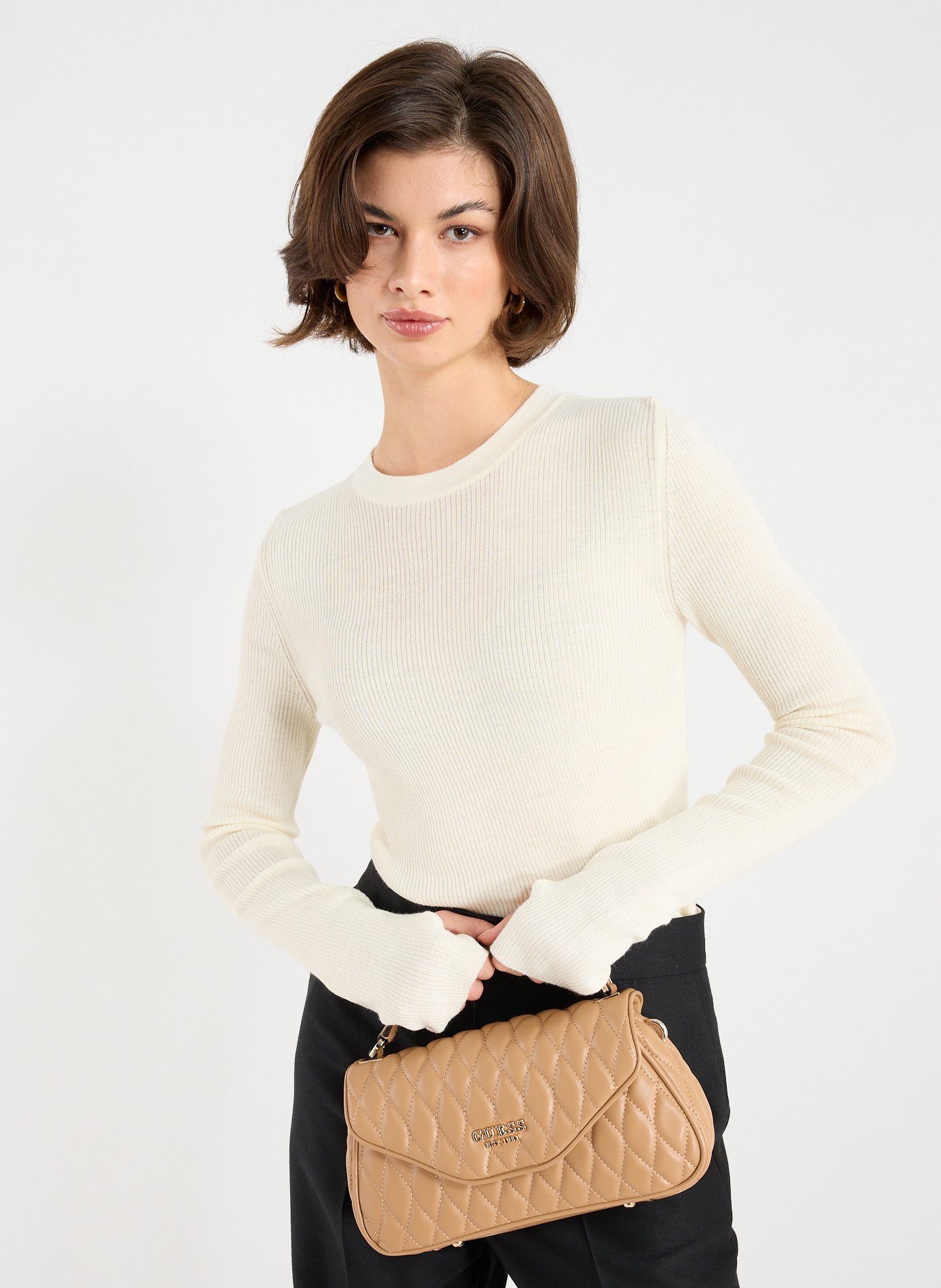 Sac à main Valla surpiqué GUESS Beige