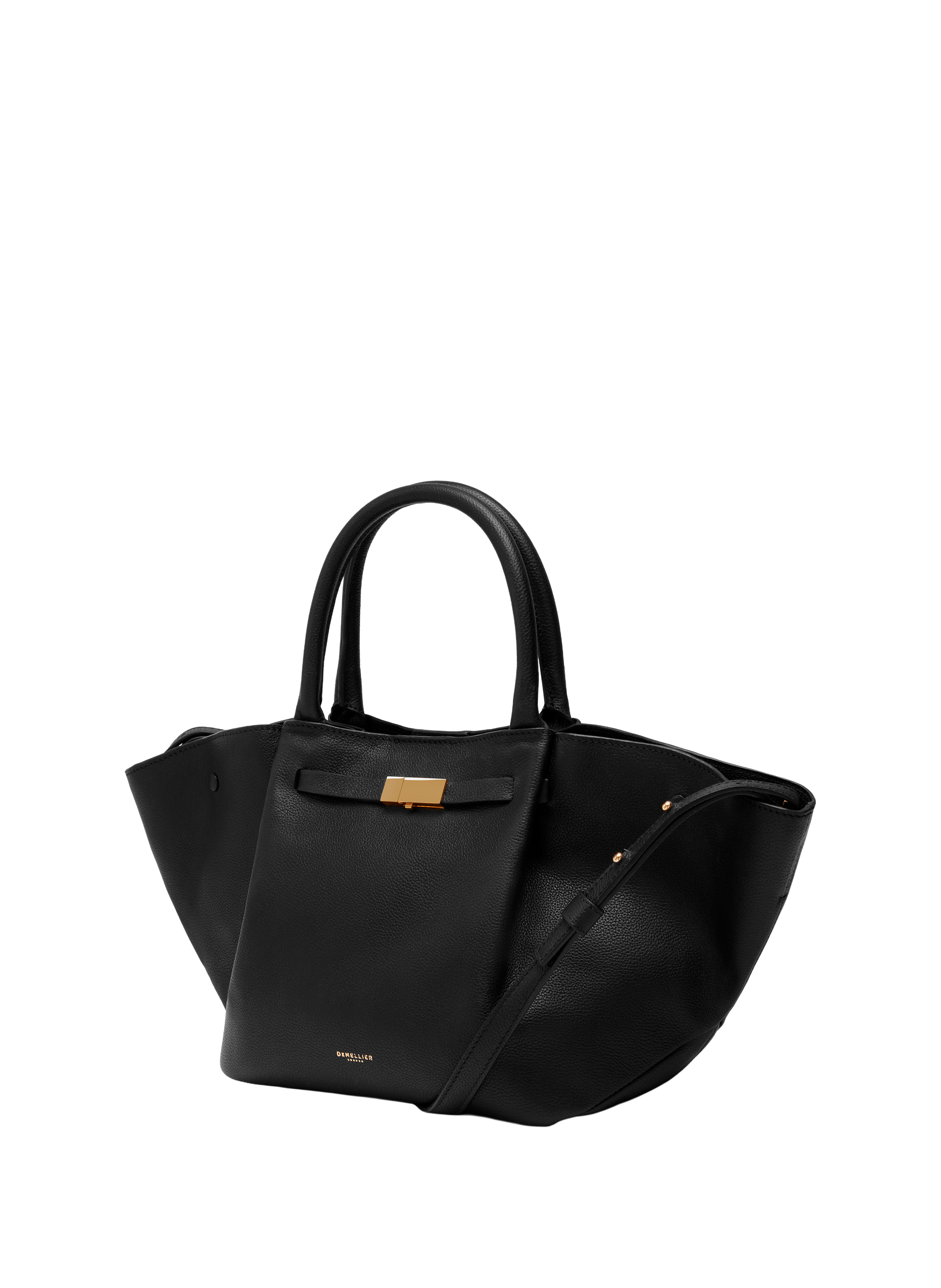 Sac à main Midi New York en cuir et coton DEMELLIER LONDON Noir