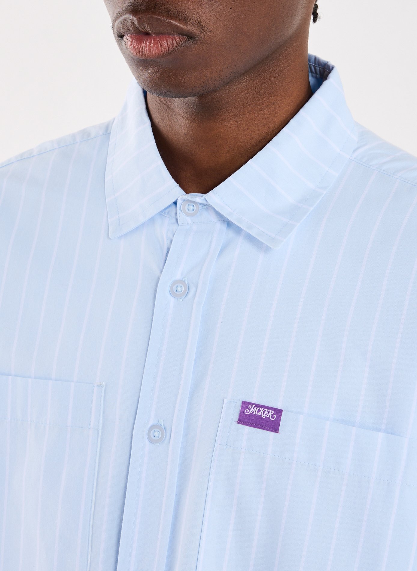 Oversized Striped Cotton Shirt JACKER. Blue