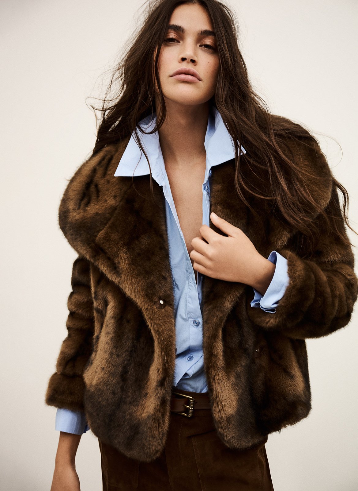 Manteau en fourrure synthétique foxy BA&SH Marron