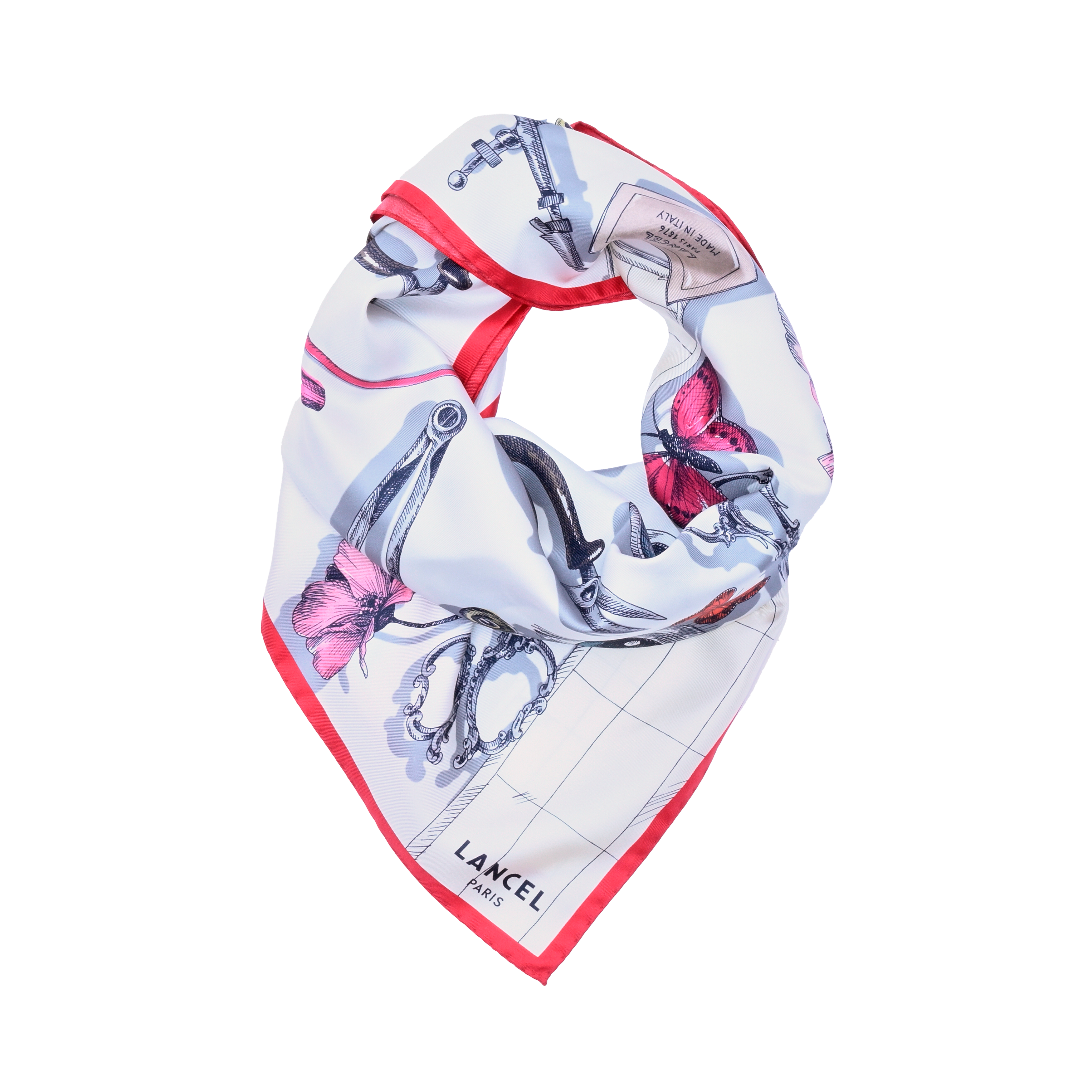 Carré de soie 90 motif savoir-faire en soie Multicolore