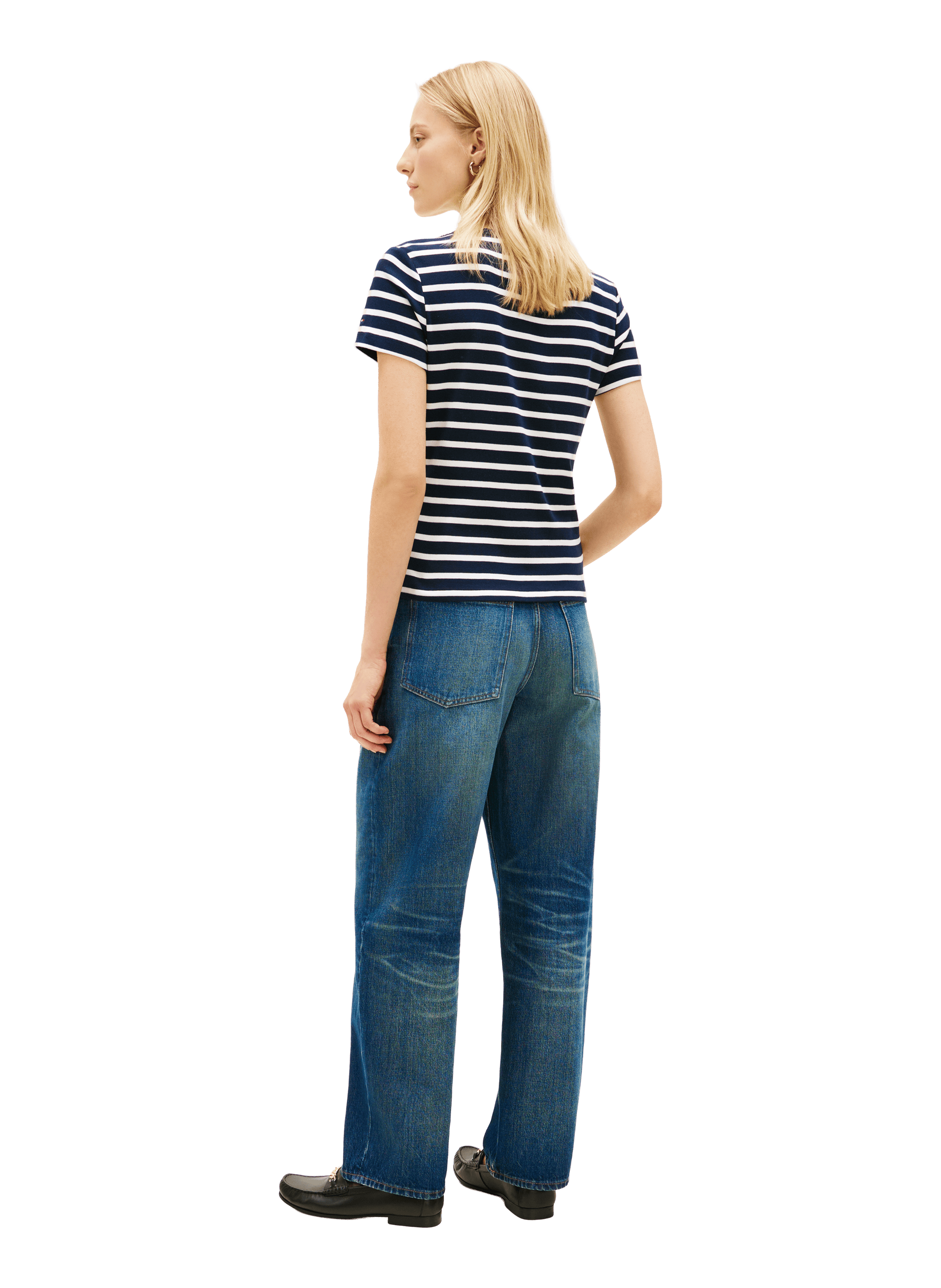 T-shirt à boutons rayé en coton TOMMY HILFIGER Multicolore