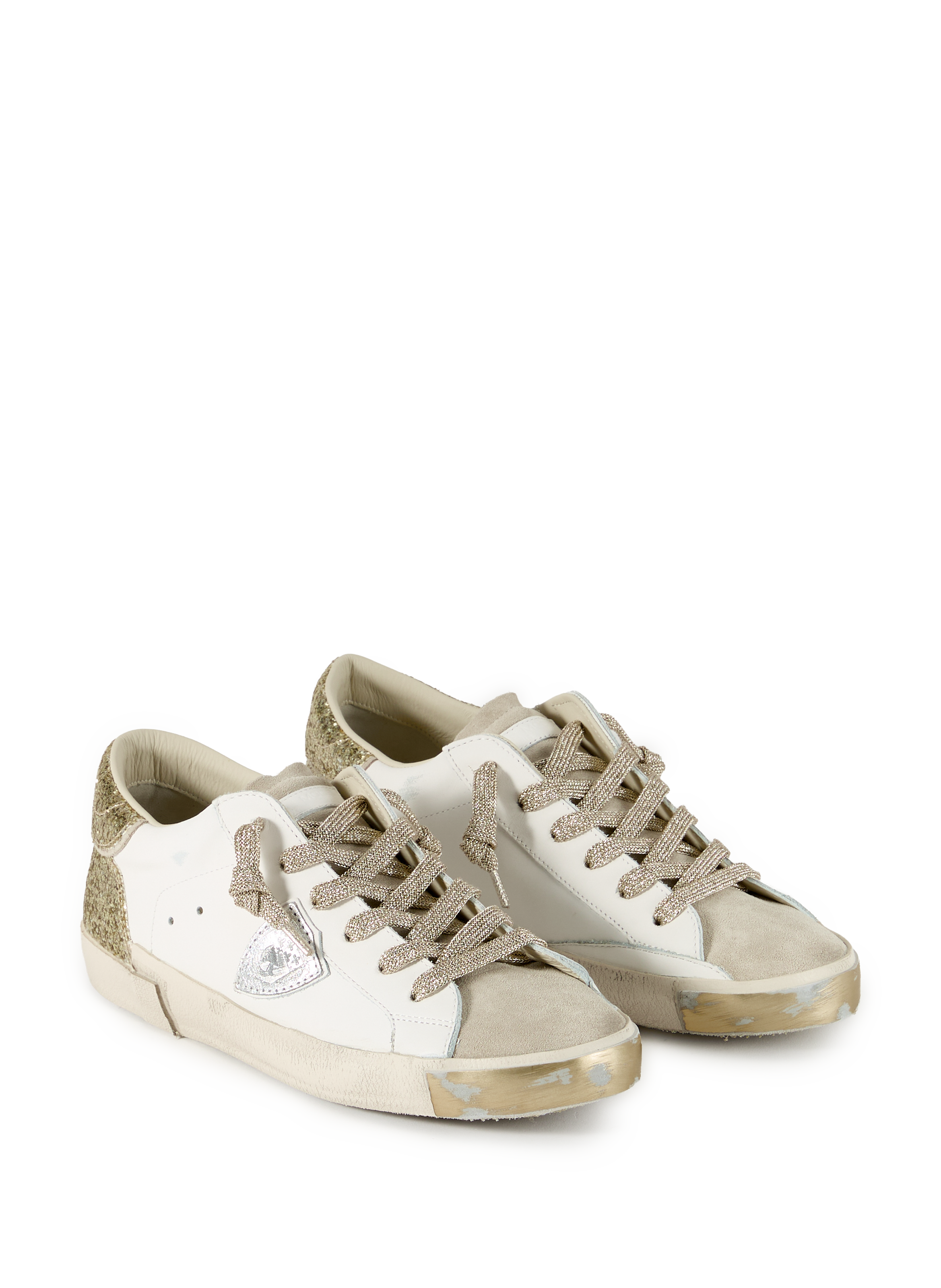 Bi-material leather sneakers PHILIPPE MODEL White