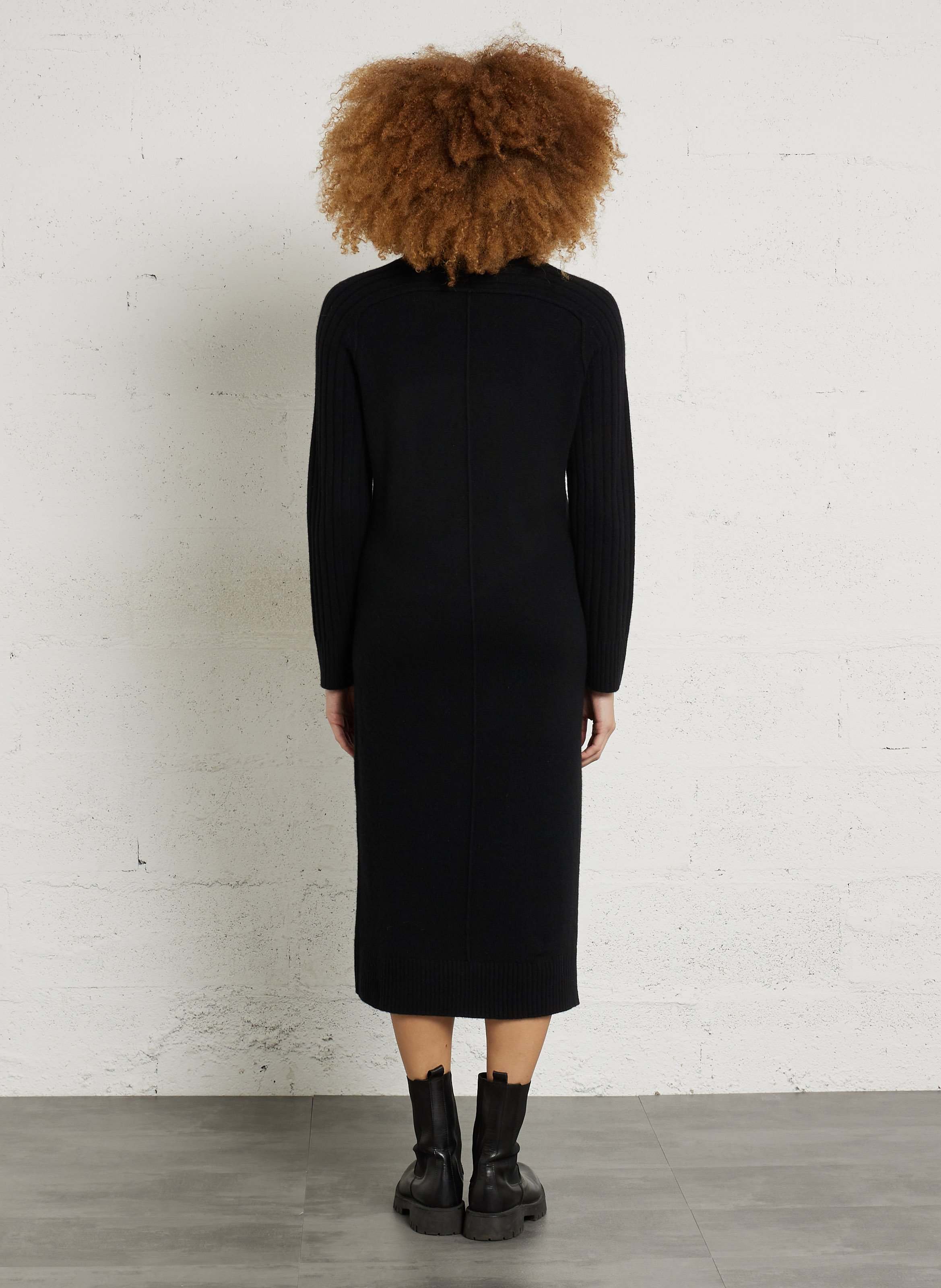 Robe pull droite col roulé en laine bella MAISON 123 Noir