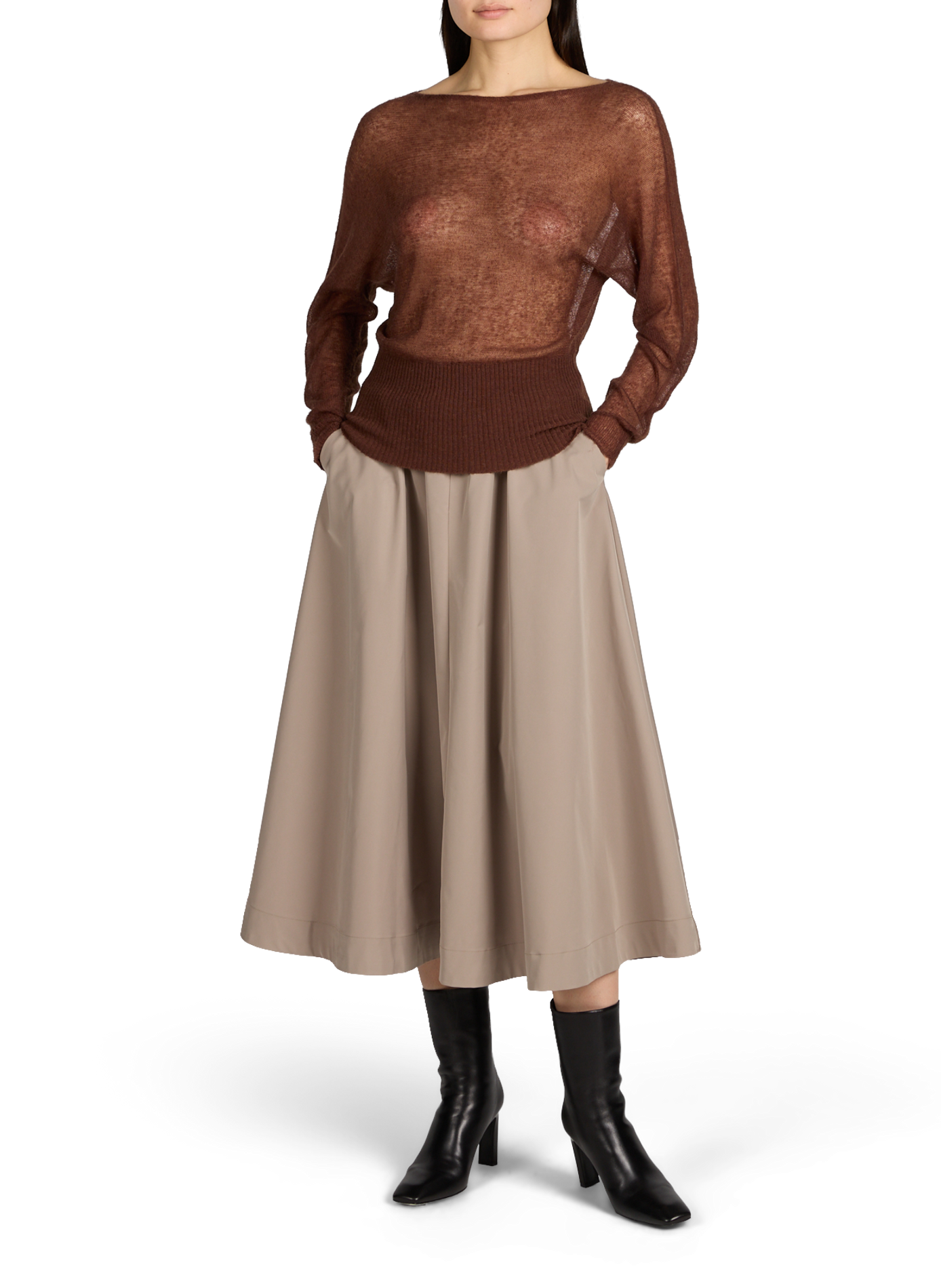 Taillierter Pullover mit Bootsausschnitt TOPSHOP Braun