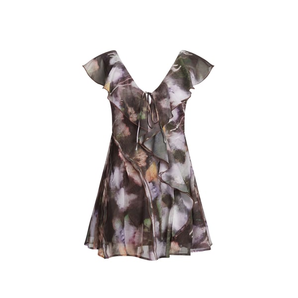 Robe courte sans manches imprimée à volantsTsrikke Robe courte sans manches imprimée à volantsTsrikke