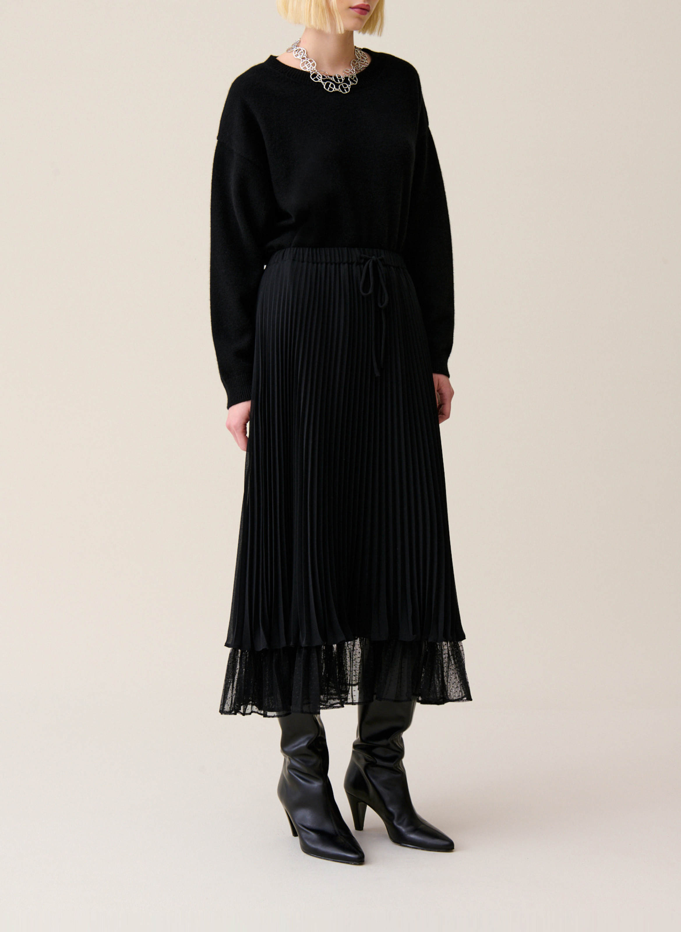 Jupe midi fluide plissée CLAUDIE PIERLOT Noir