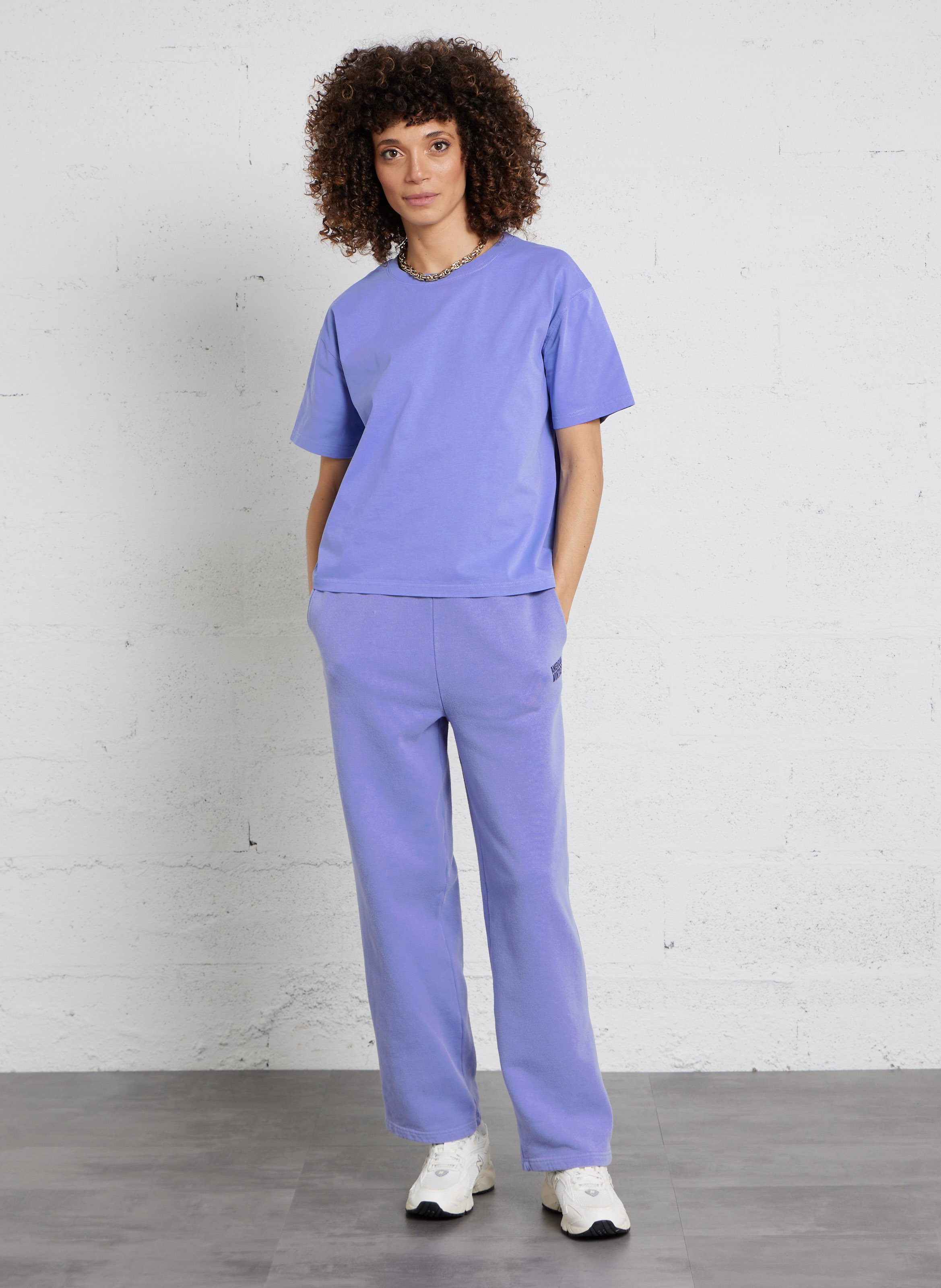 Jogging droit en coton plizzy AMERICAN VINTAGE Bleu