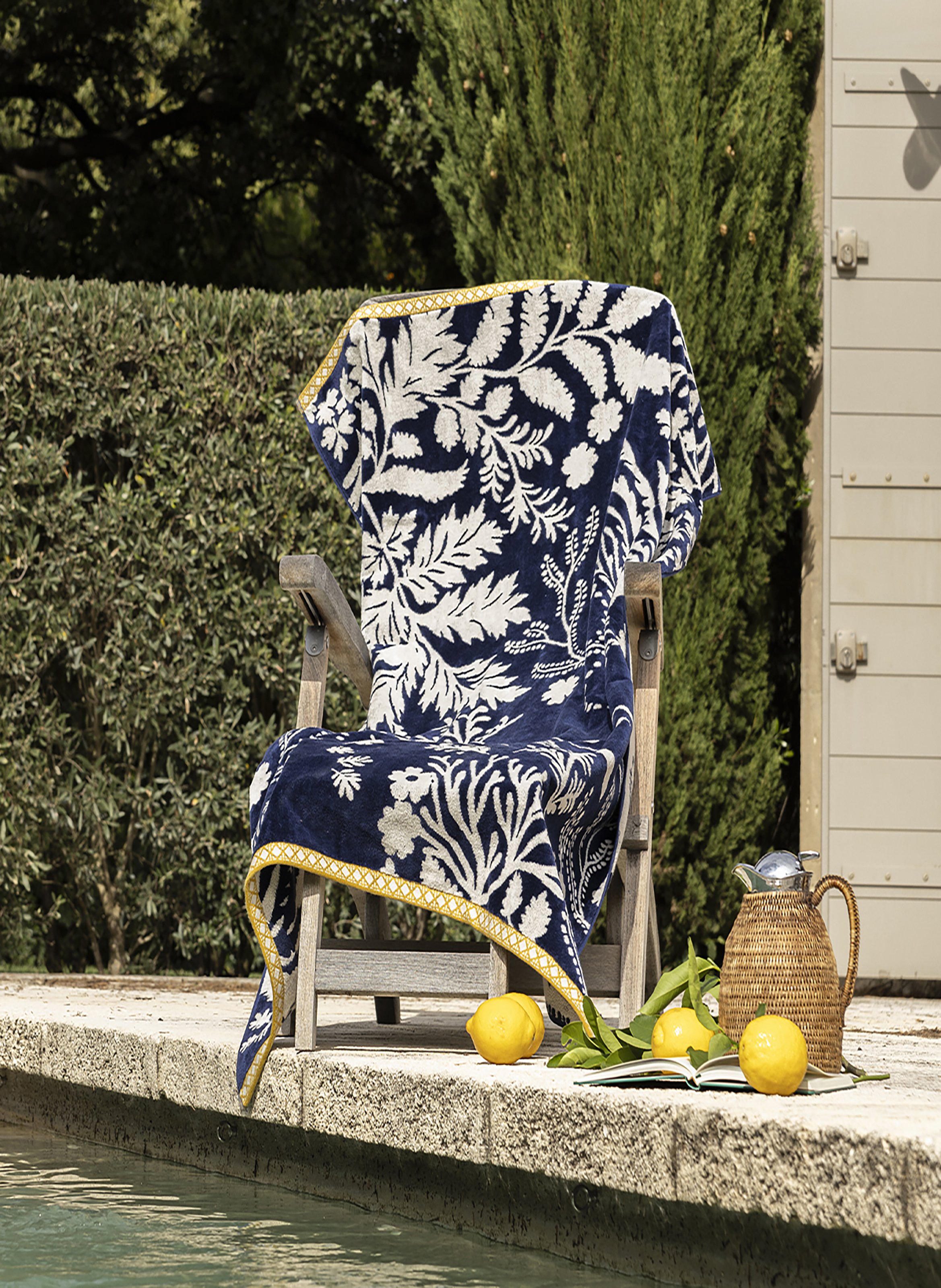 Drap de plage en jacquard velours, calypso ALEXANDRE TURPAULT Bleu