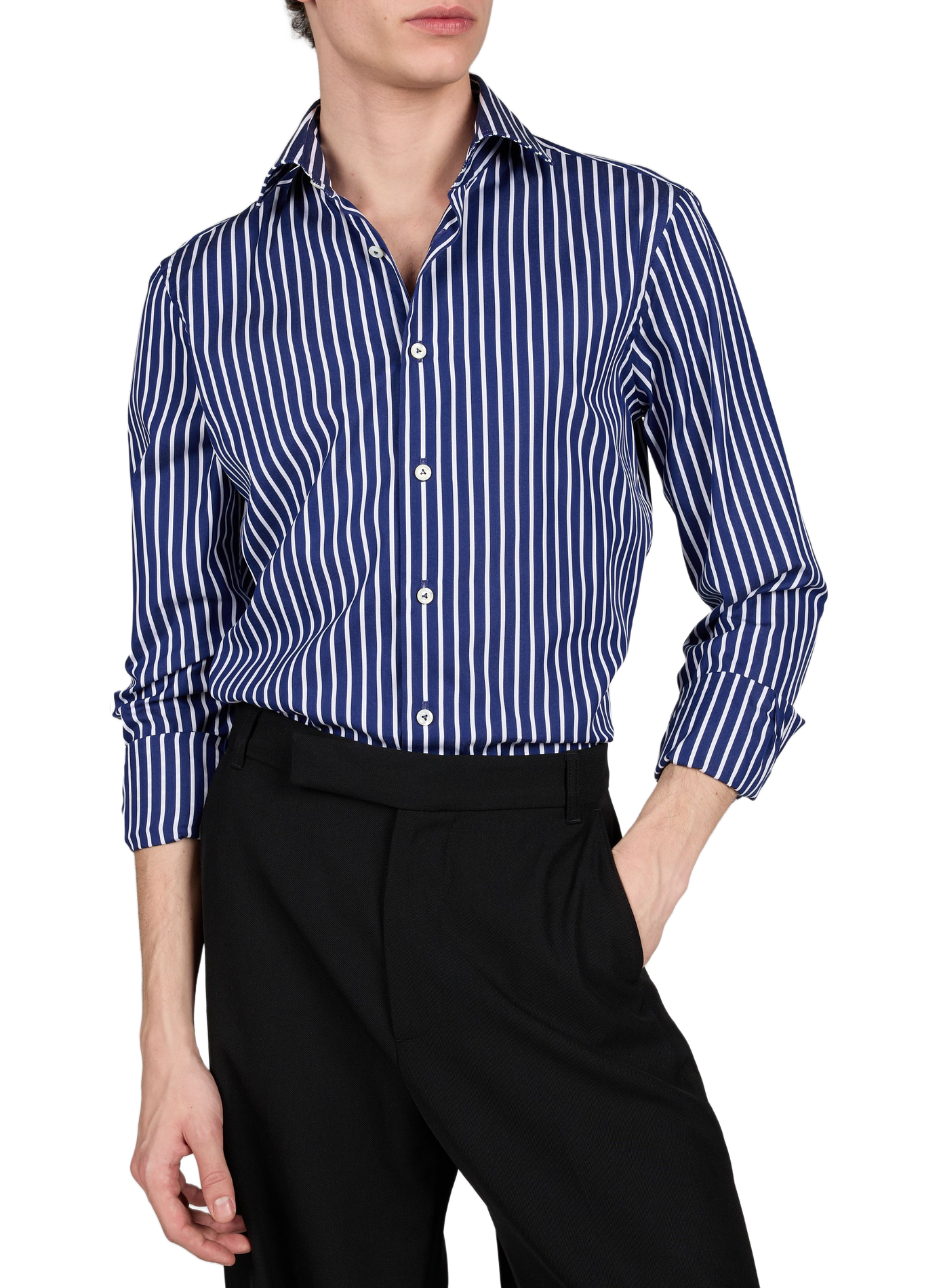 Slim striped cotton shirt VAN LAACK Blue