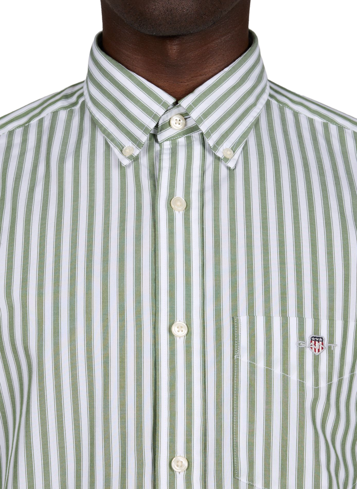 Chemise droite à rayures en coton  GANT Vert