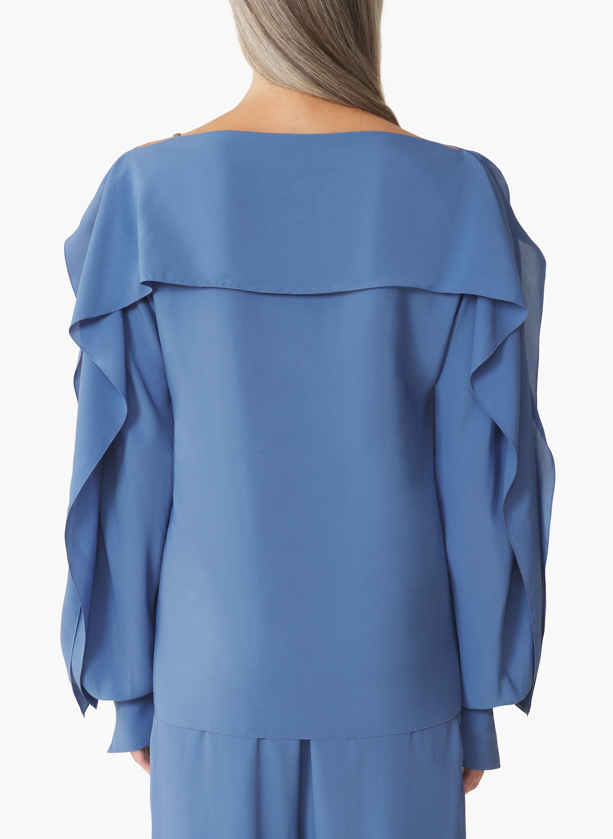 Haut à manches longues en crêpe de chine LANVIN Bleu