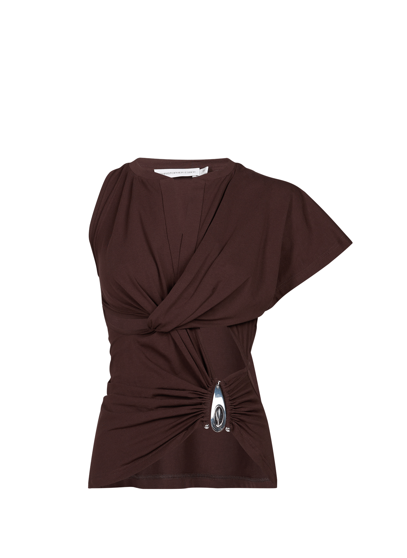 Top Crystal asymétrique en coton mélangé CHRISTOPHER ESBER Marron