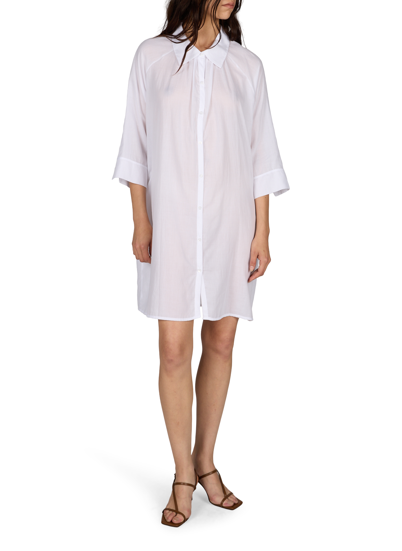 Robe chemise courte en coton D NU D Blanc