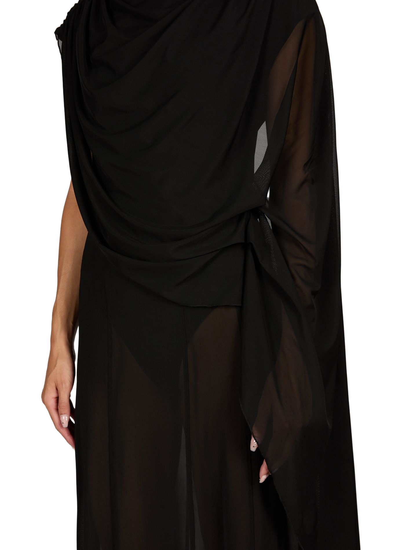 Asymmetrical draped overlay dress GESTUZ Black