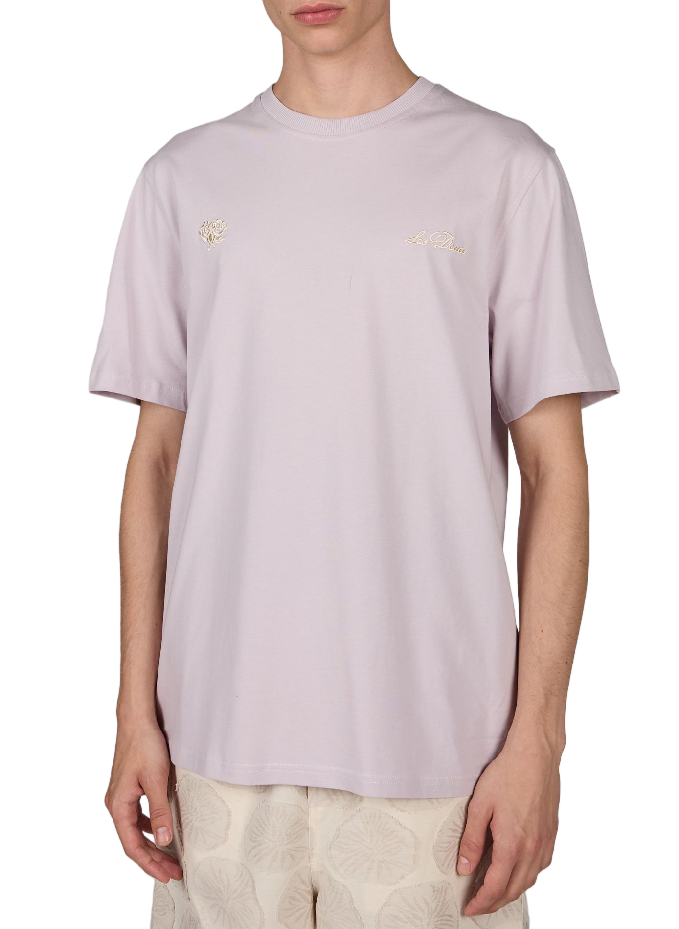 Straight embroidered cotton t-shirt LES DEUX Purple