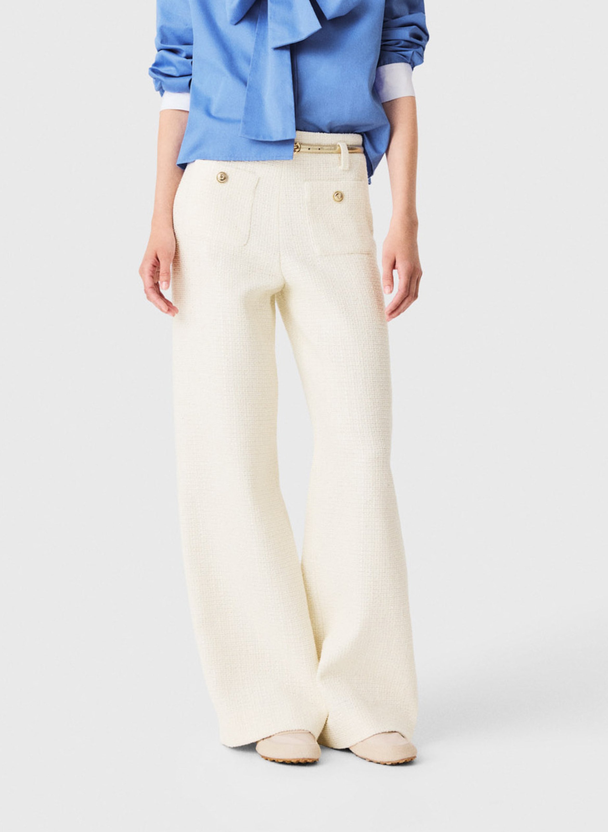 Pantalon large en tweed MAJE Beige