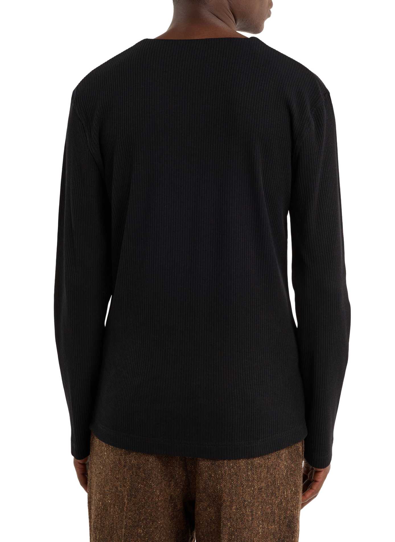 Geripptes Henley-T-Shirt aus Baumwolle SAISON 1865 Schwarz