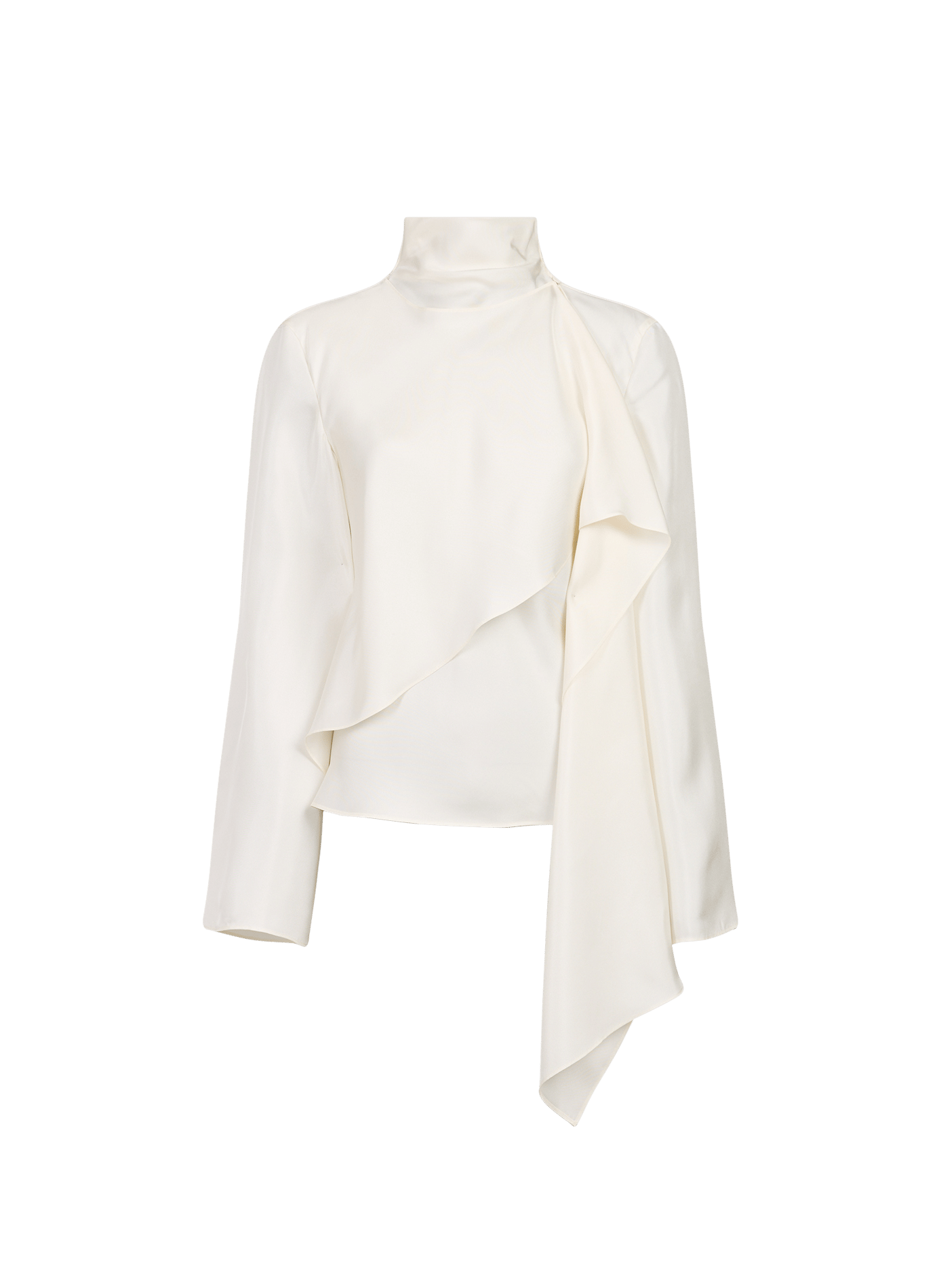 Loose draped silk blouse with high neck ROHE FRAMES Beige