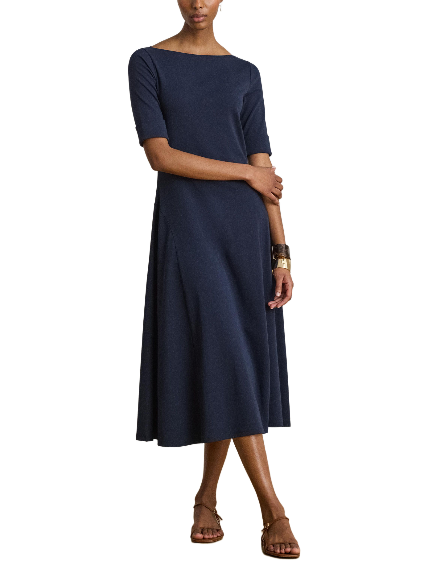 Robe évasée en coton mélangé LAUREN Bleu