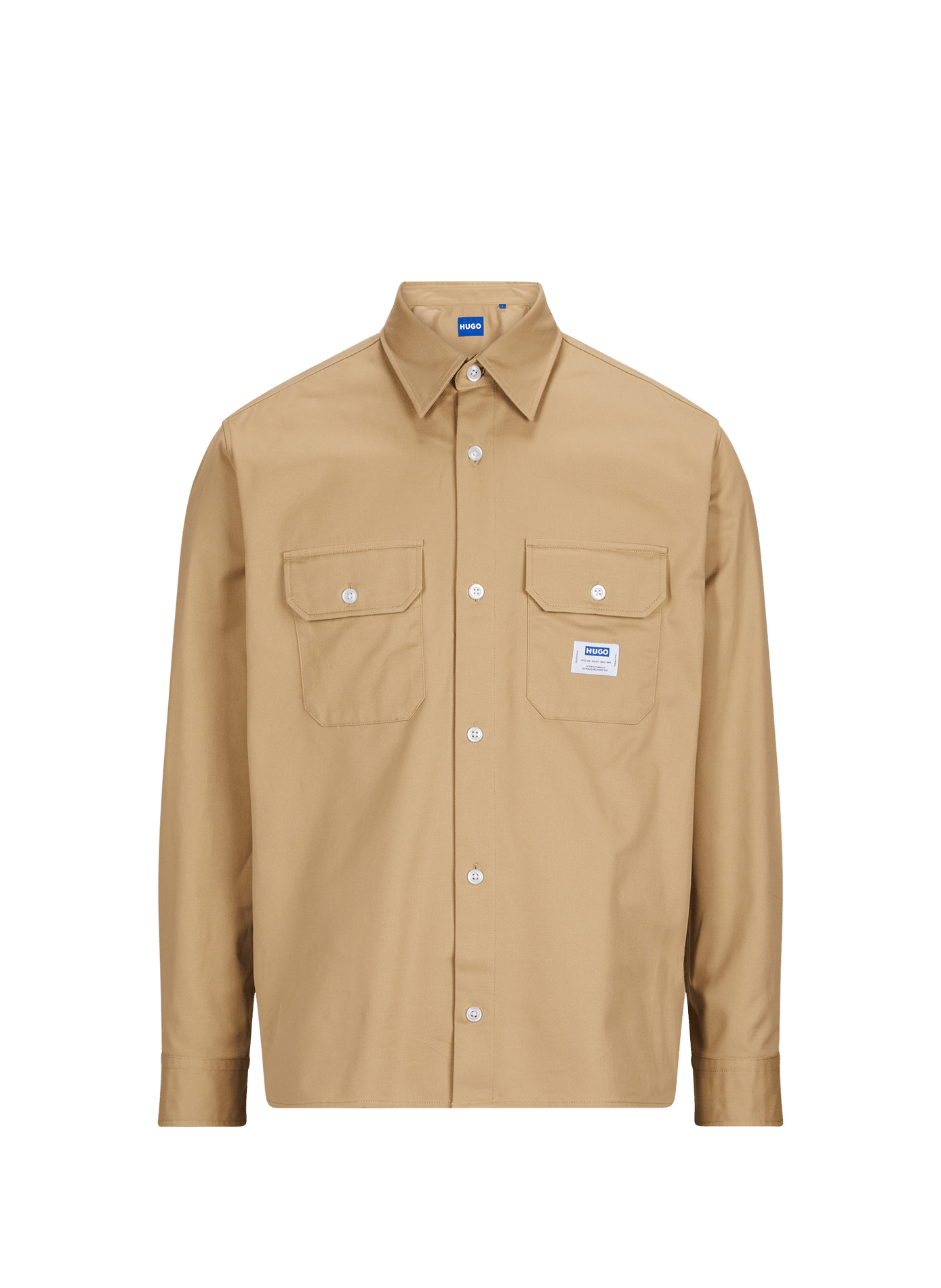 Straight cotton shirt HUGO BLUE Beige